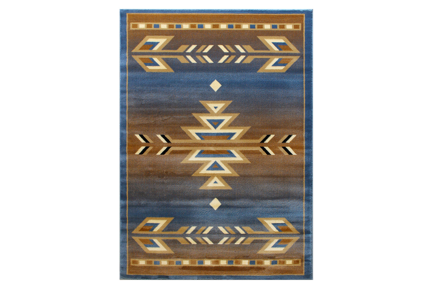 BLNK Lodi Collection Southwestern Style Olefin Area Rug with Jute Backing - Blue, 5'W x 7'L