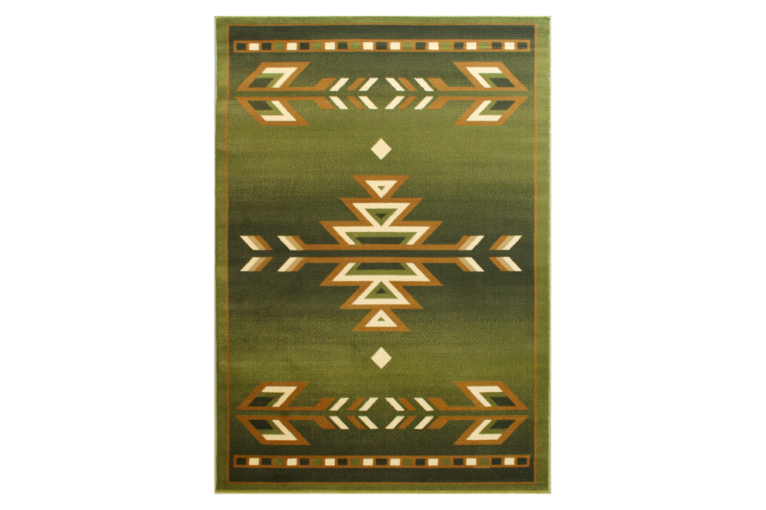 BLNK Lodi Collection Southwestern Style Olefin Area Rug with Jute Backing - Green, 5'W x 7'L