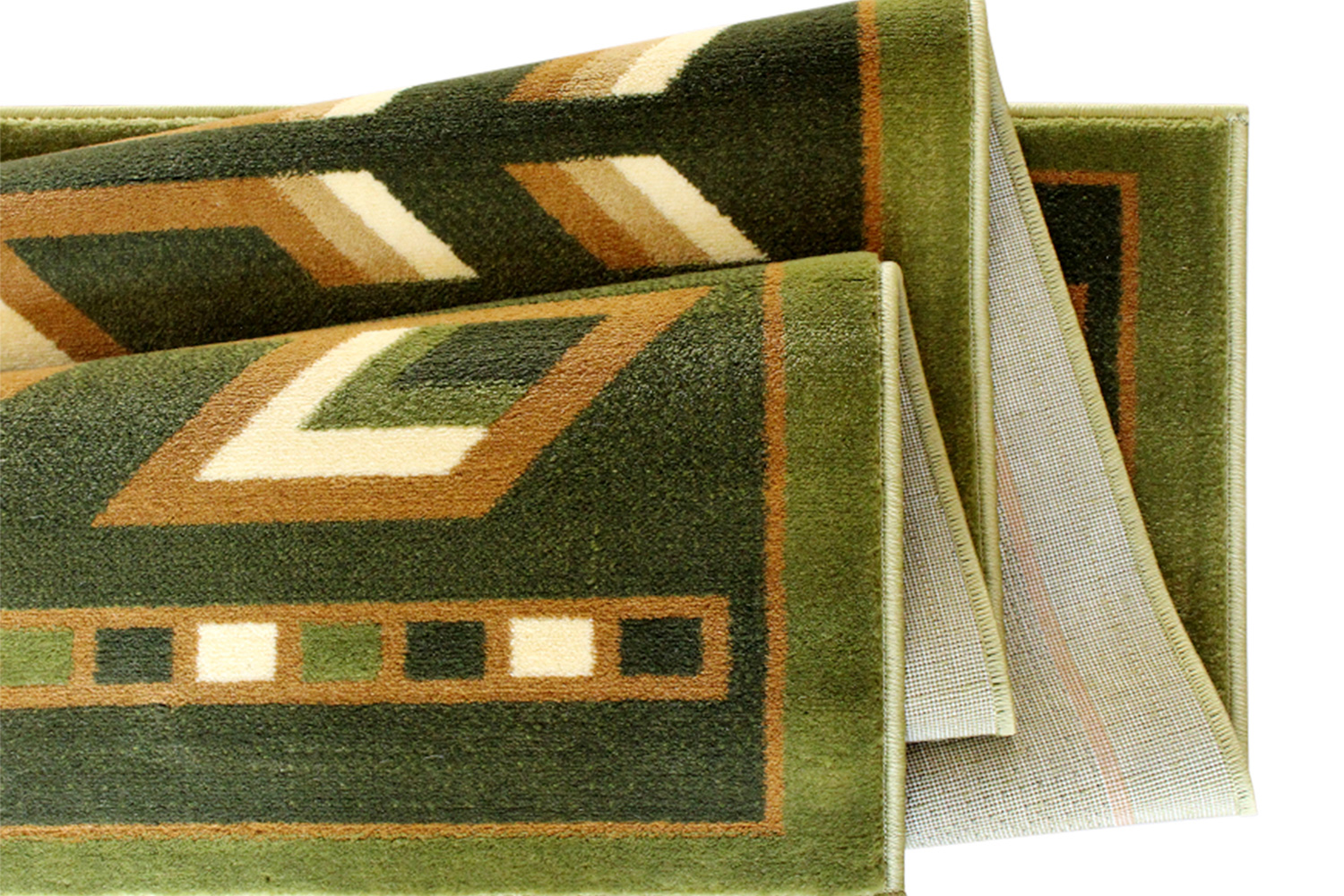 BLNK Lodi Collection Southwestern Style Olefin Area Rug with Jute Backing - Green, 5'W x 7'L