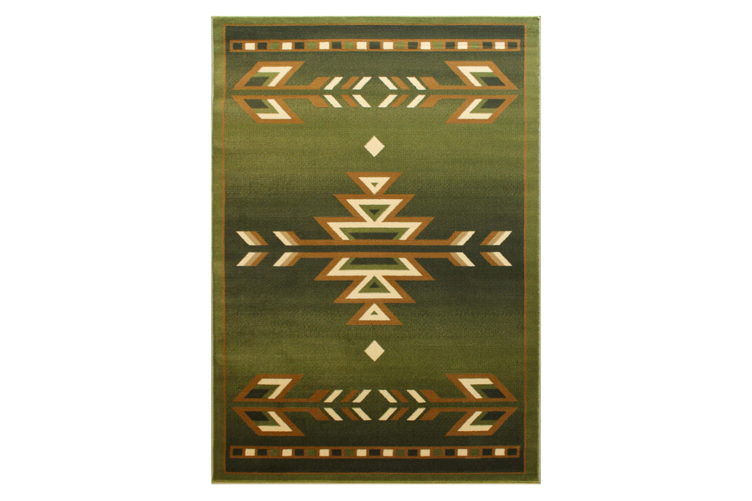 BLNK Lodi Collection Southwestern Style Olefin Area Rug with Jute Backing - Green, 8'W x 10'L