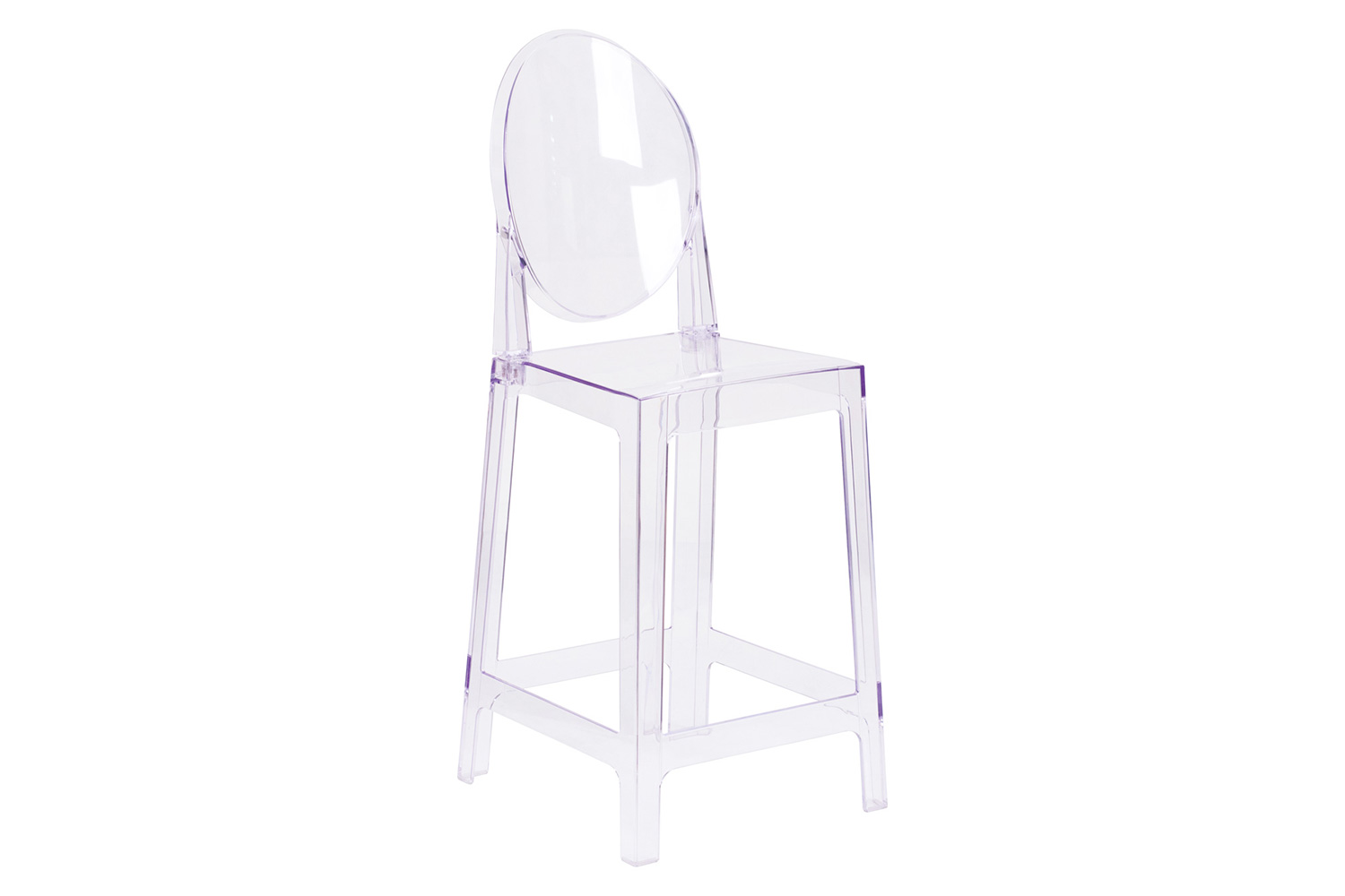 BLNK - Revna Ghost Counter Stool with Oval Back in Revna Transparent Crystal