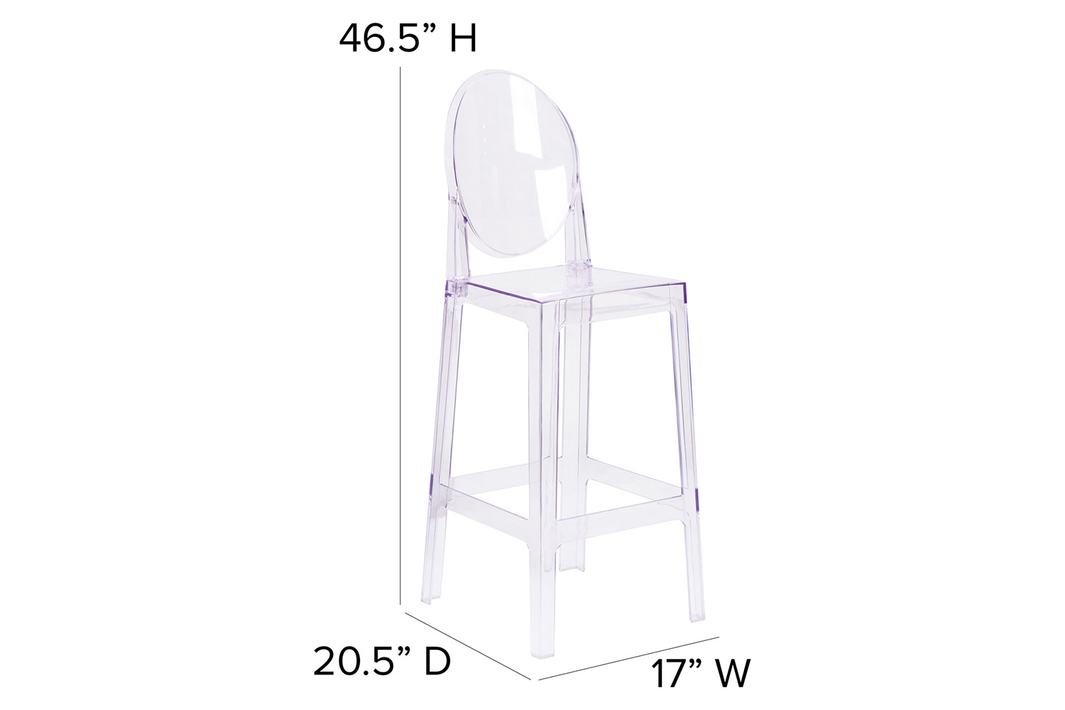 BLNK - Revna Ghost Bar Stool with Oval Back in Revna Transparent Crystal