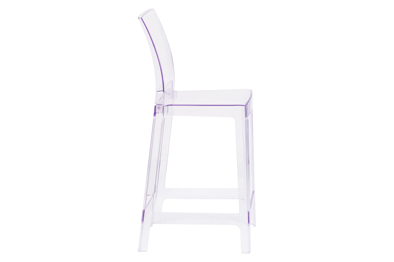 BLNK - Emilie Ghost Counter Stool with Square Back in Transparent Crystal