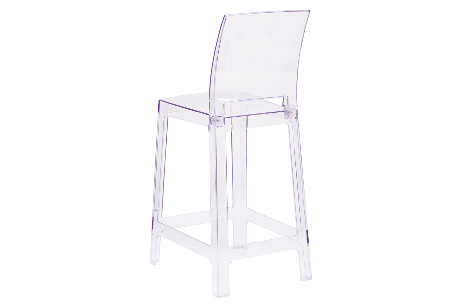 BLNK - Emilie Ghost Counter Stool with Square Back in Transparent Crystal