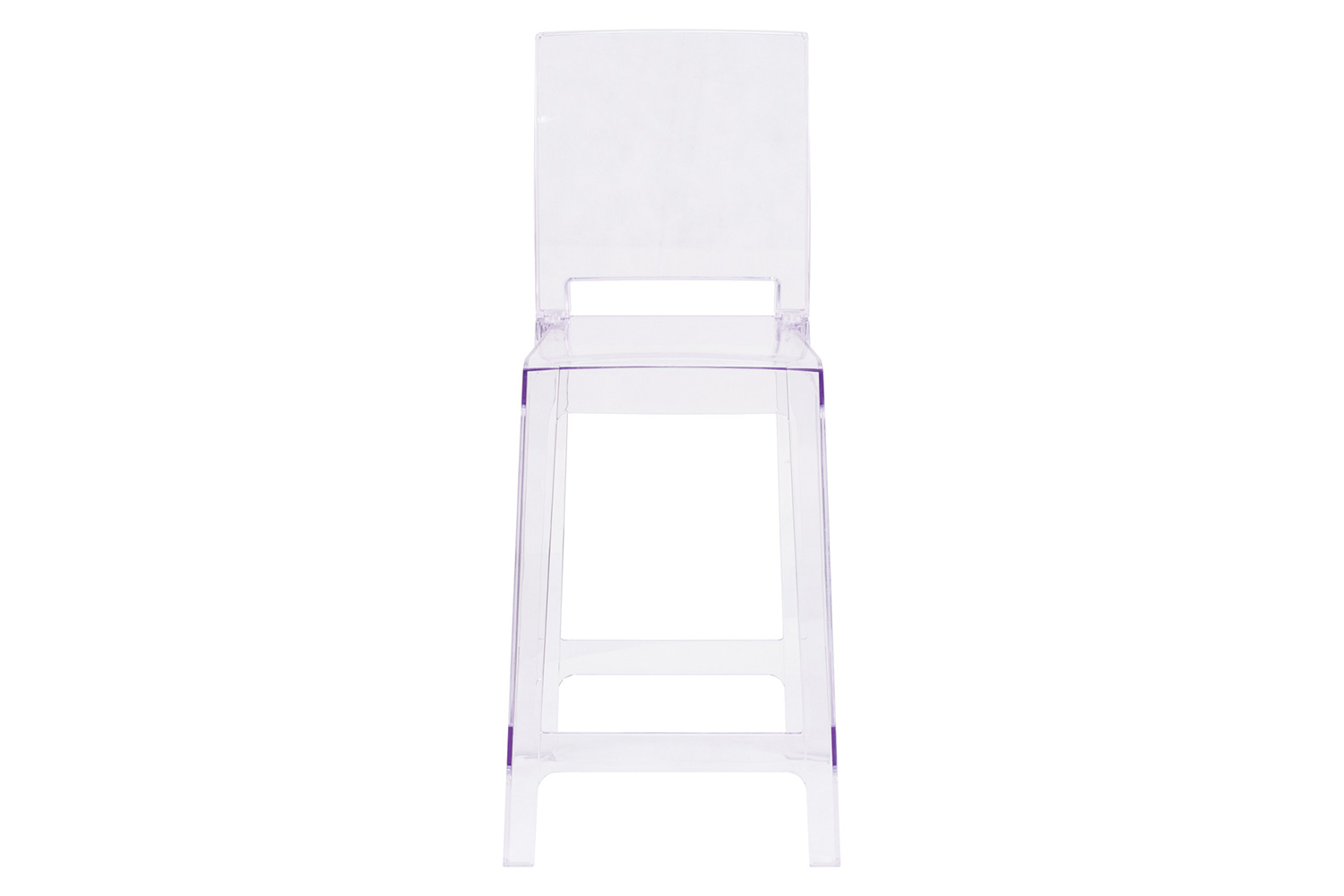 BLNK - Emilie Ghost Counter Stool with Square Back in Transparent Crystal