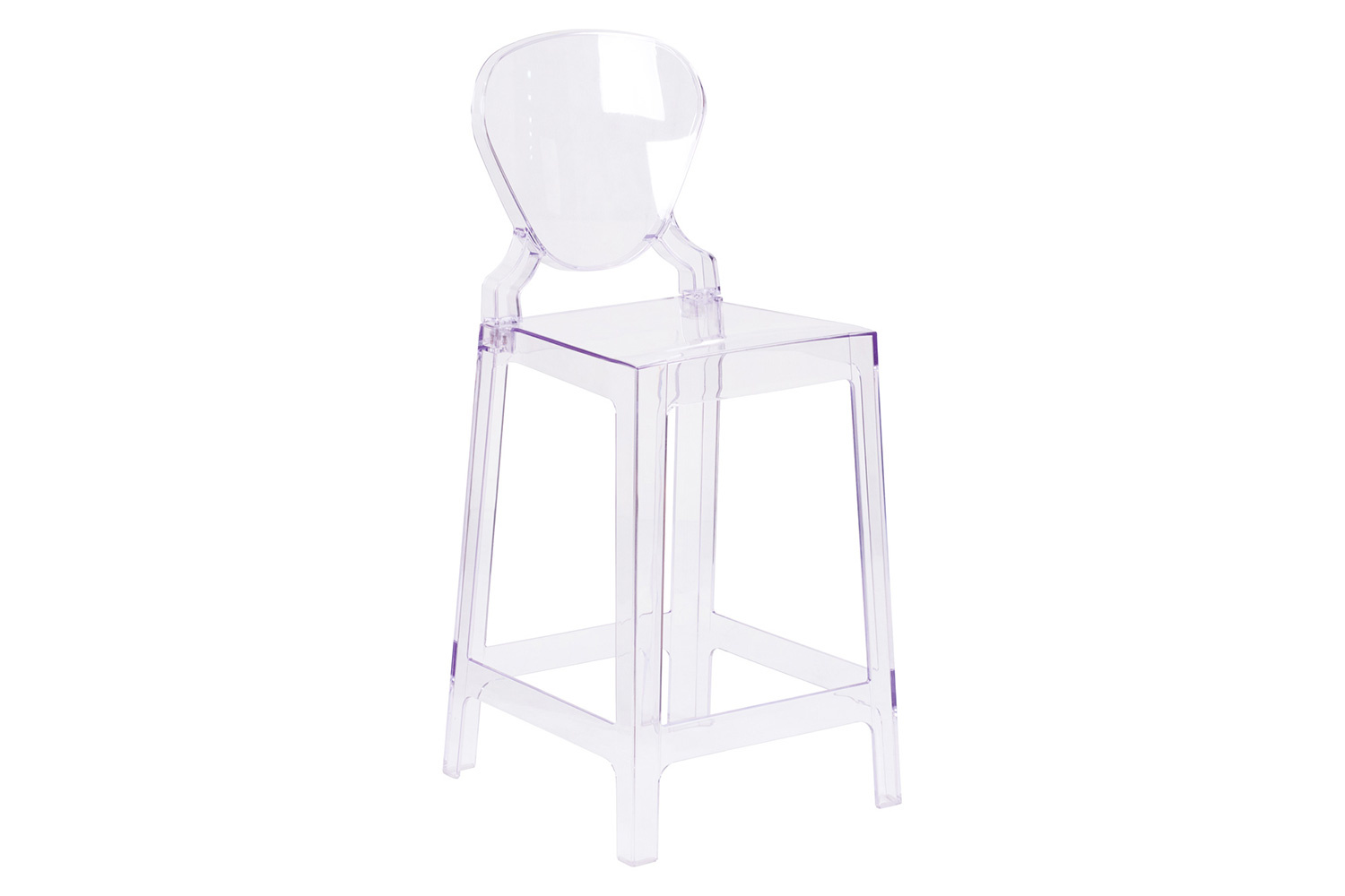 BLNK - Theo Ghost Counter Stool with Tear Back in Transparent Crystal