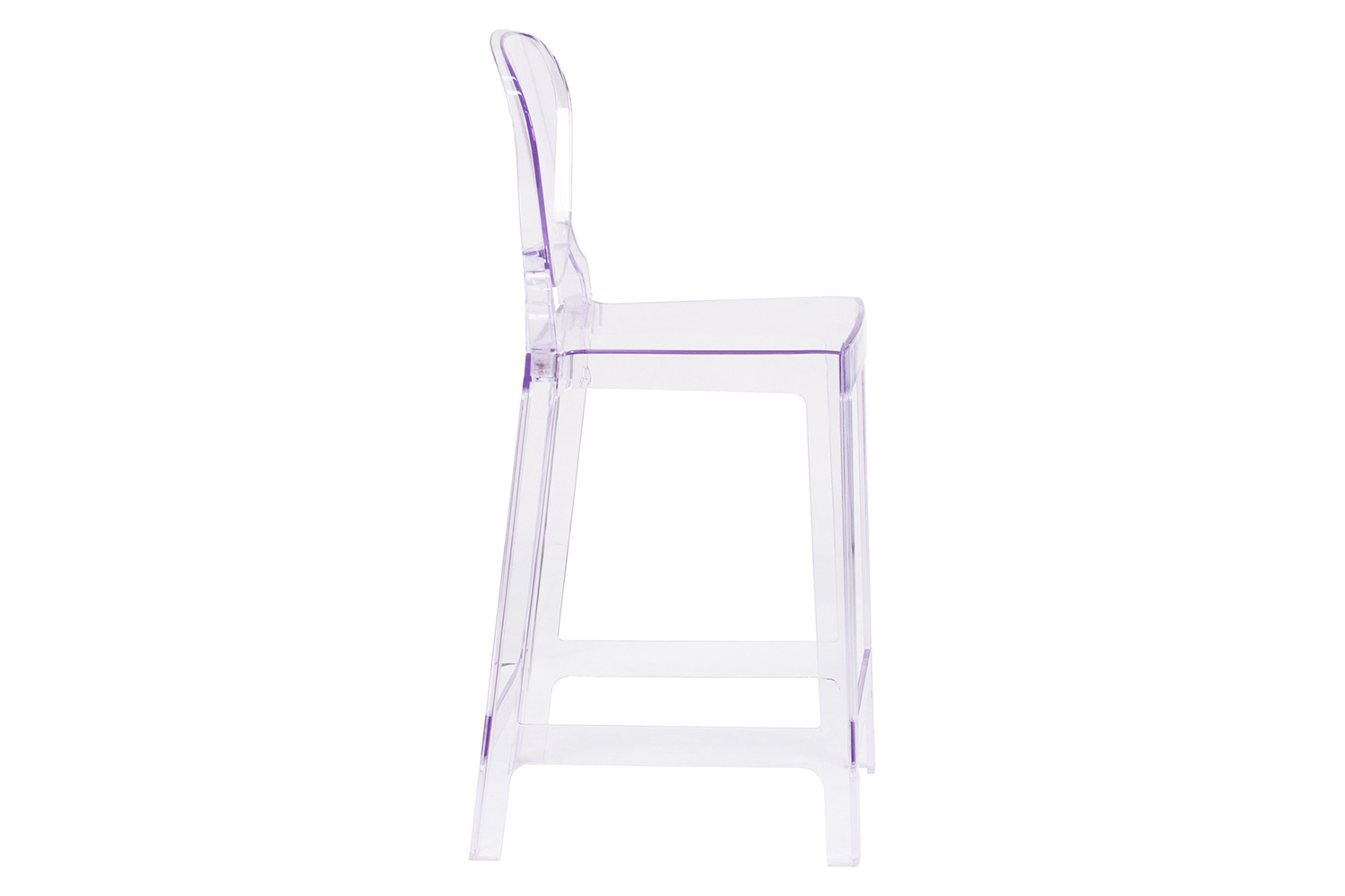 BLNK - Theo Ghost Counter Stool with Tear Back in Transparent Crystal