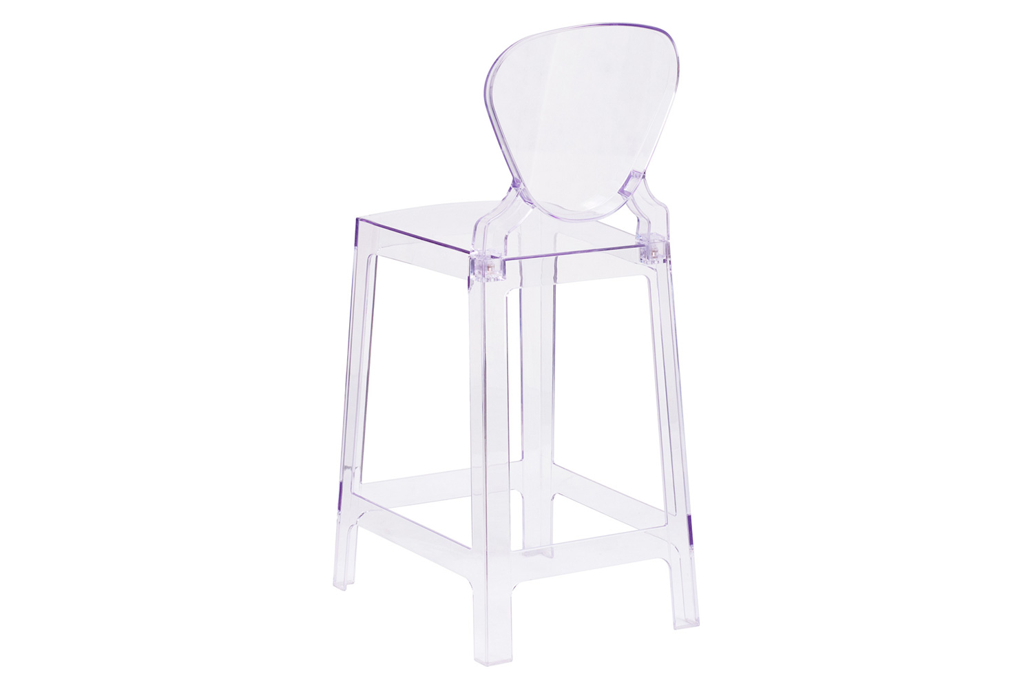 BLNK - Theo Ghost Counter Stool with Tear Back in Transparent Crystal