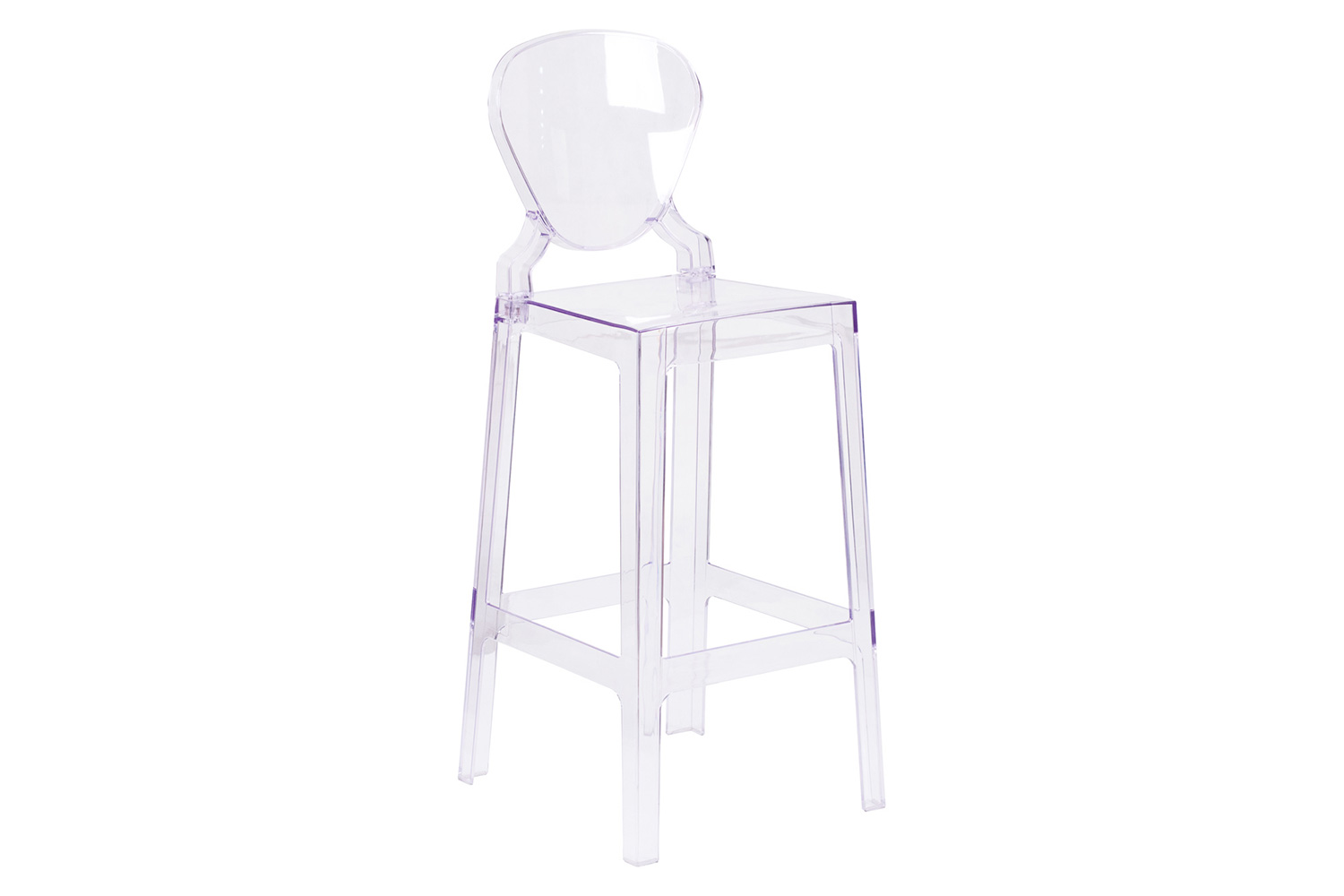 BLNK - Theo Ghost Bar Stool with Tear Back in Transparent Crystal