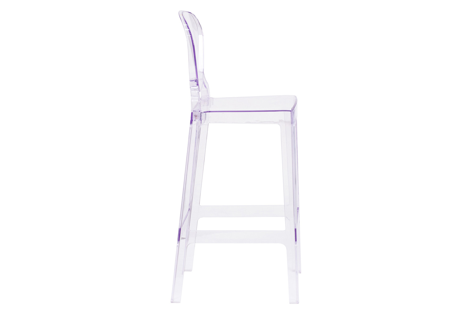 BLNK - Theo Ghost Bar Stool with Tear Back in Transparent Crystal