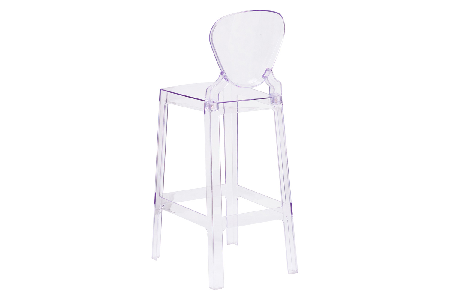 BLNK - Theo Ghost Bar Stool with Tear Back in Transparent Crystal