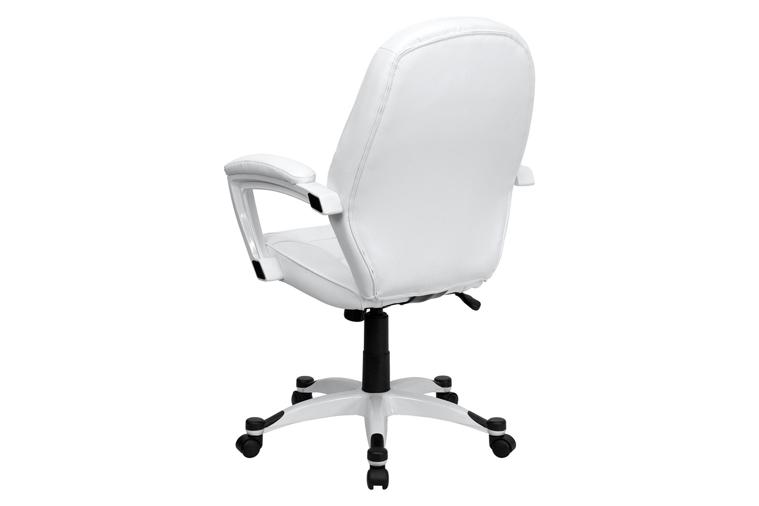 BLNK - Quincey LeatherSoft Mid-Back Tapered Back Executive Swivel Office Chair with White Base and Arms