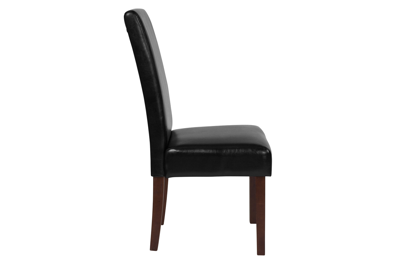 BLNK Greenwich Series LeatherSoft Upholstered Panel Back Mid-Century Parsons Dining Chair - Black