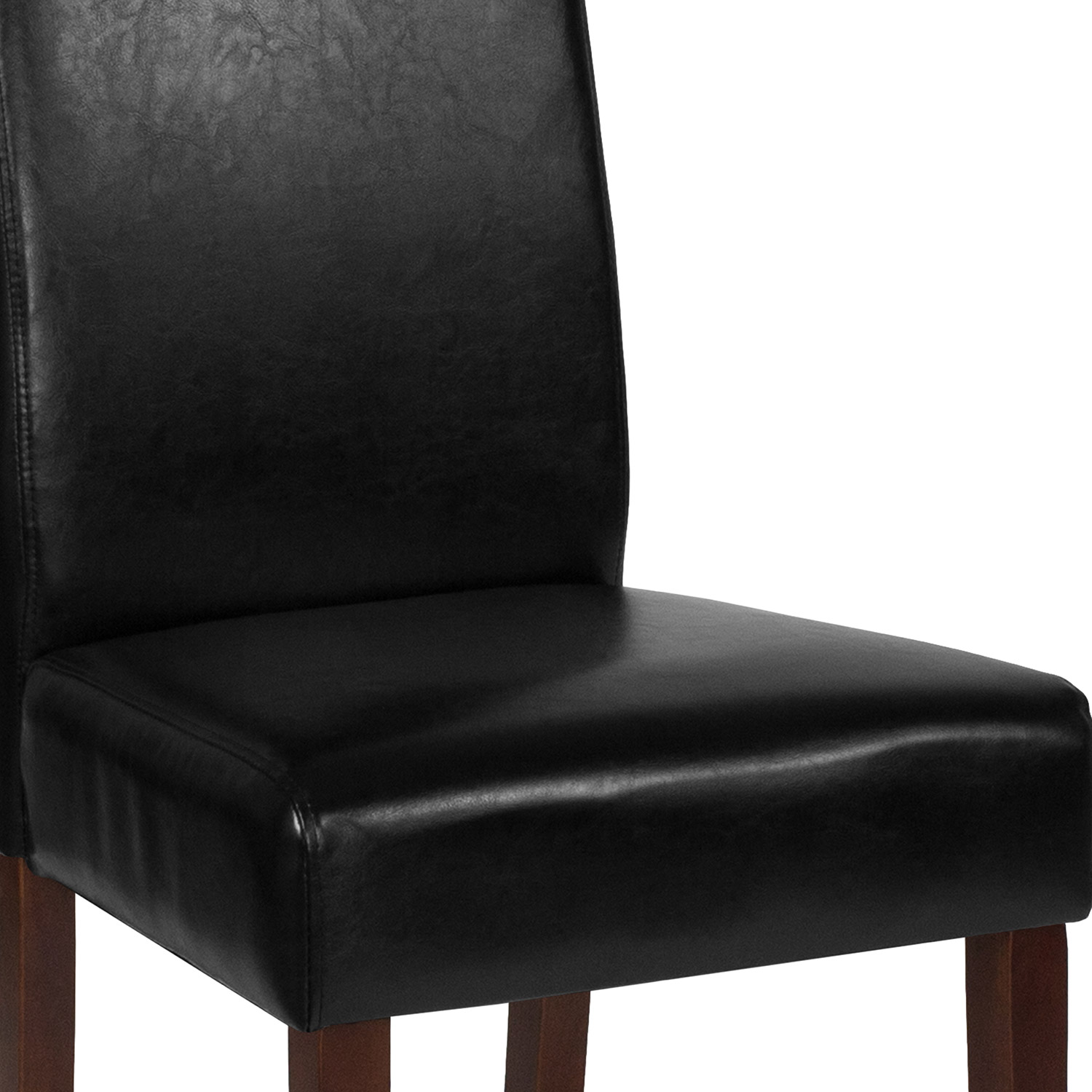 BLNK Greenwich Series LeatherSoft Upholstered Panel Back Mid-Century Parsons Dining Chair - Black