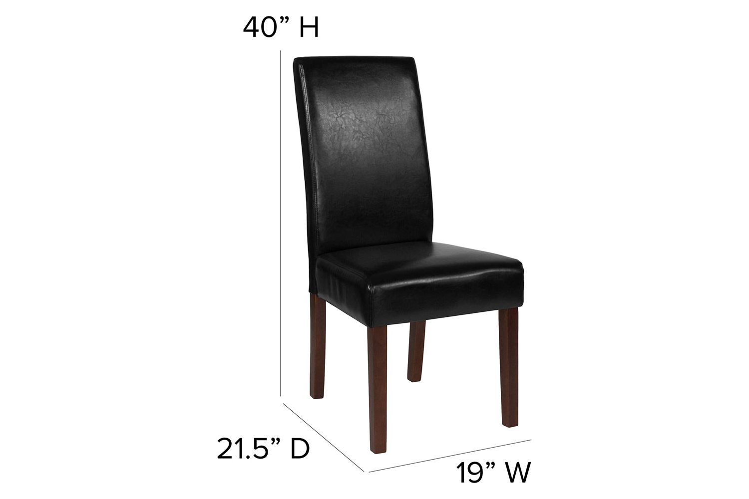 BLNK Greenwich Series LeatherSoft Upholstered Panel Back Mid-Century Parsons Dining Chair - Black