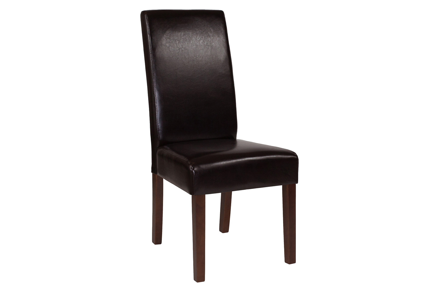 BLNK Greenwich Series LeatherSoft Upholstered Panel Back Mid-Century Parsons Dining Chair - Brown