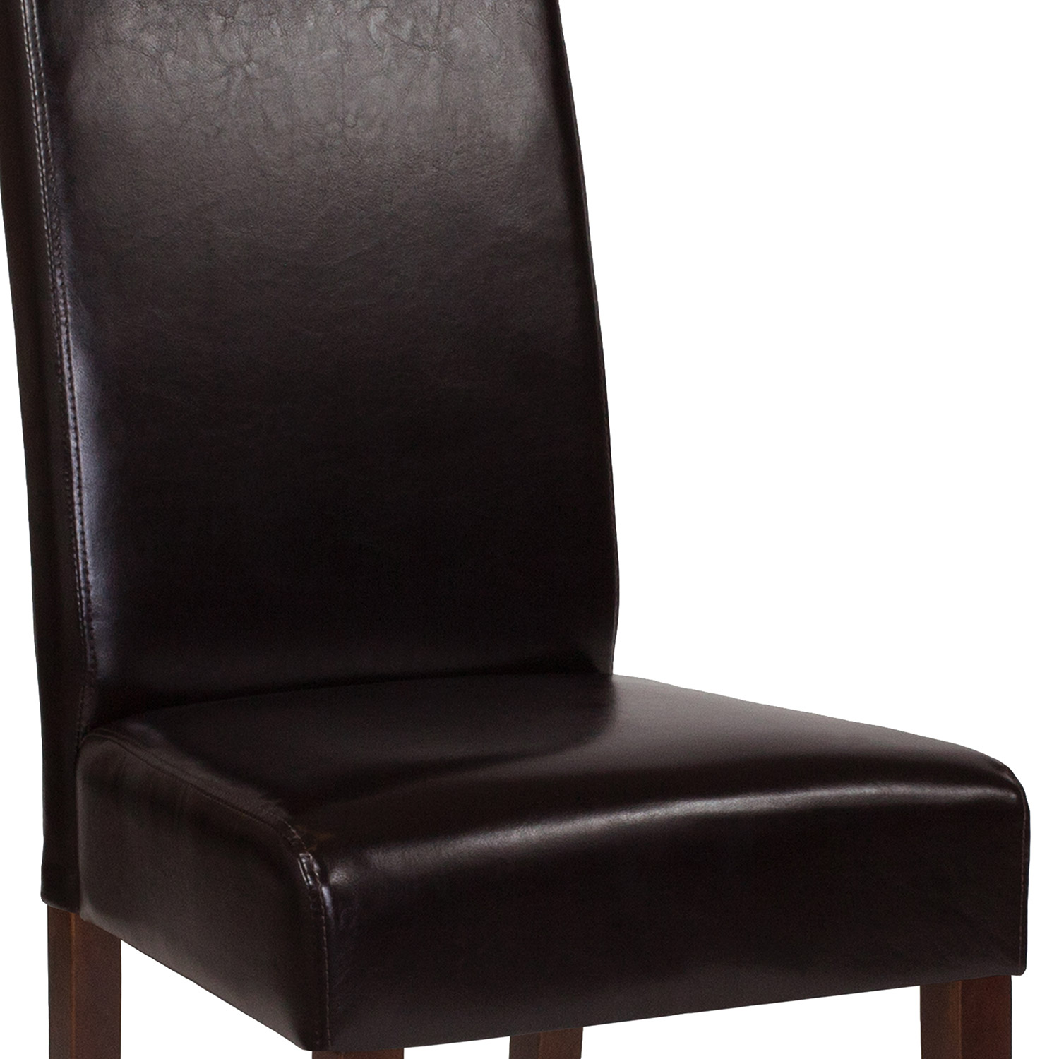 BLNK Greenwich Series LeatherSoft Upholstered Panel Back Mid-Century Parsons Dining Chair - Brown