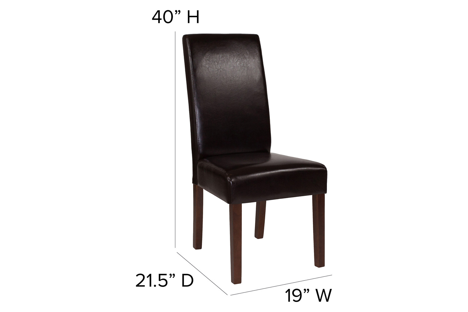 BLNK Greenwich Series LeatherSoft Upholstered Panel Back Mid-Century Parsons Dining Chair - Brown