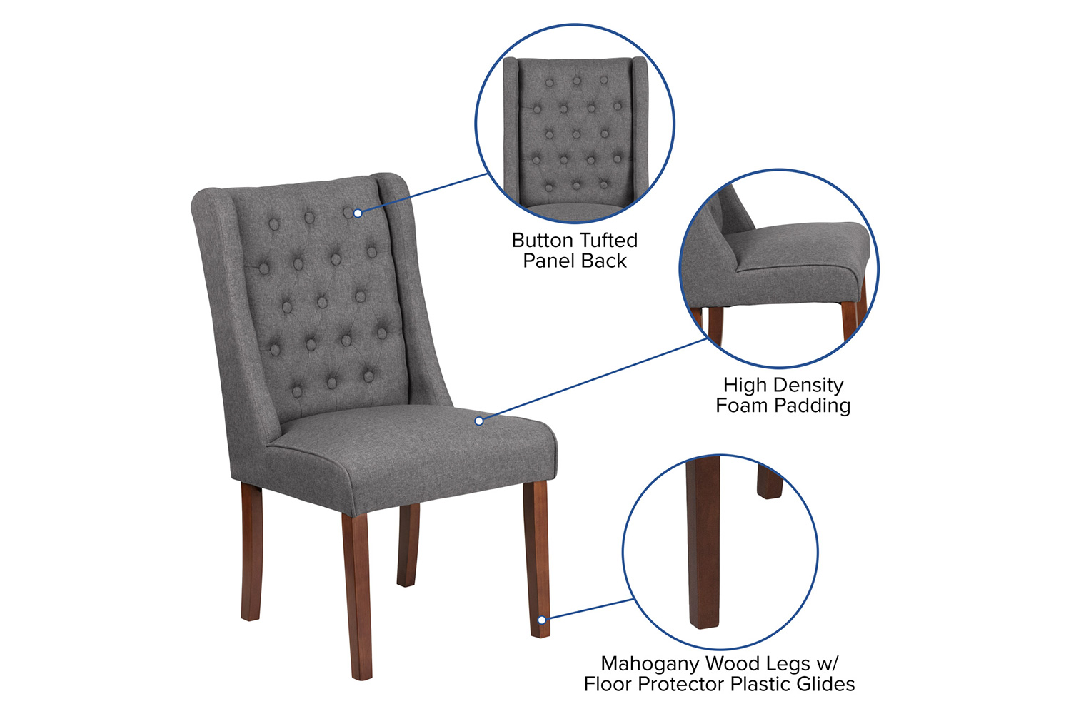 BLNK HERCULES Preston Series Tufted Parsons Chair - Fabric