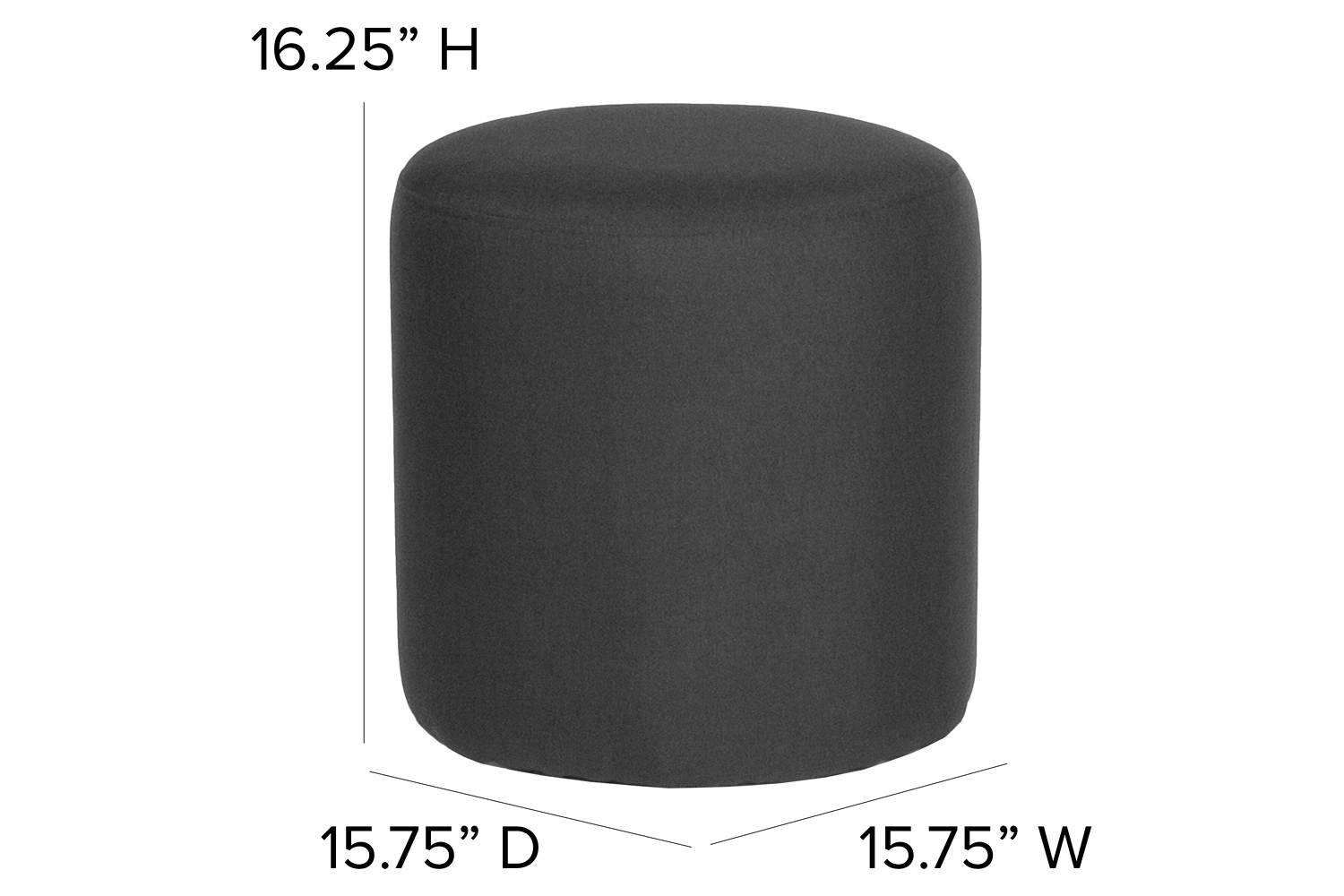 BLNK™ Barrington Round Fabric Upholstered Round Ottoman Pouf - Black