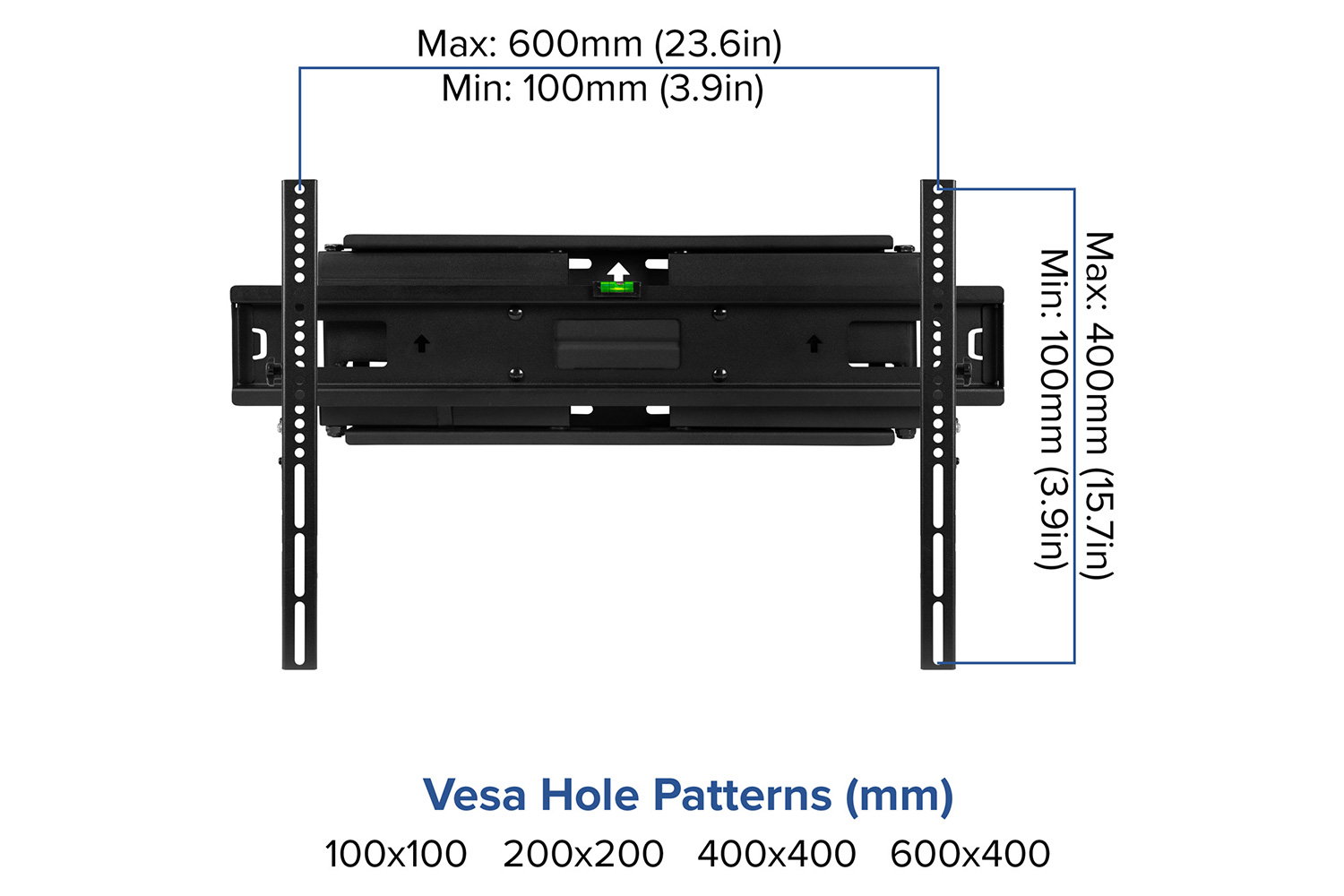 BLNK FLASH MOUNT Full Motion TV Wall Mount with Built-In Level - fits TV's 40" - 84"