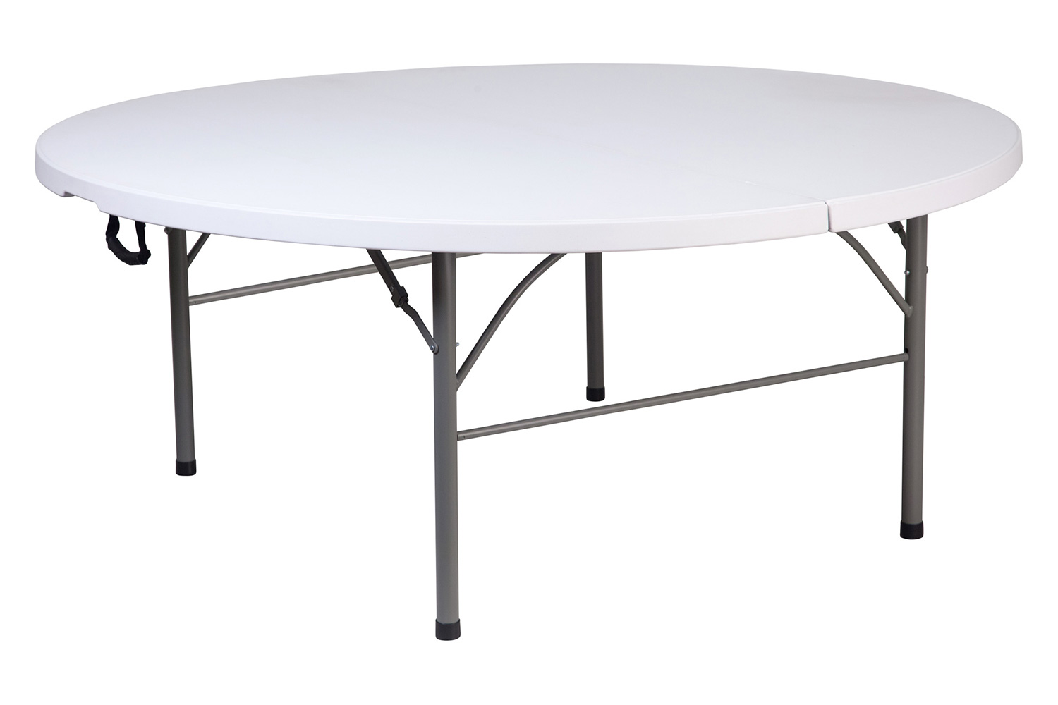 BLNK - Round Granite White Plastic Bi-Fold Banquet and Event Folding Table with Carrying Handle