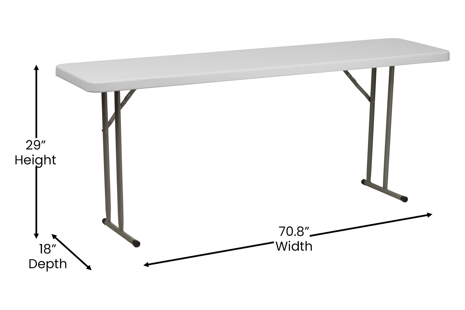 BLNK Granite White Plastic Folding Training Table - 6'L