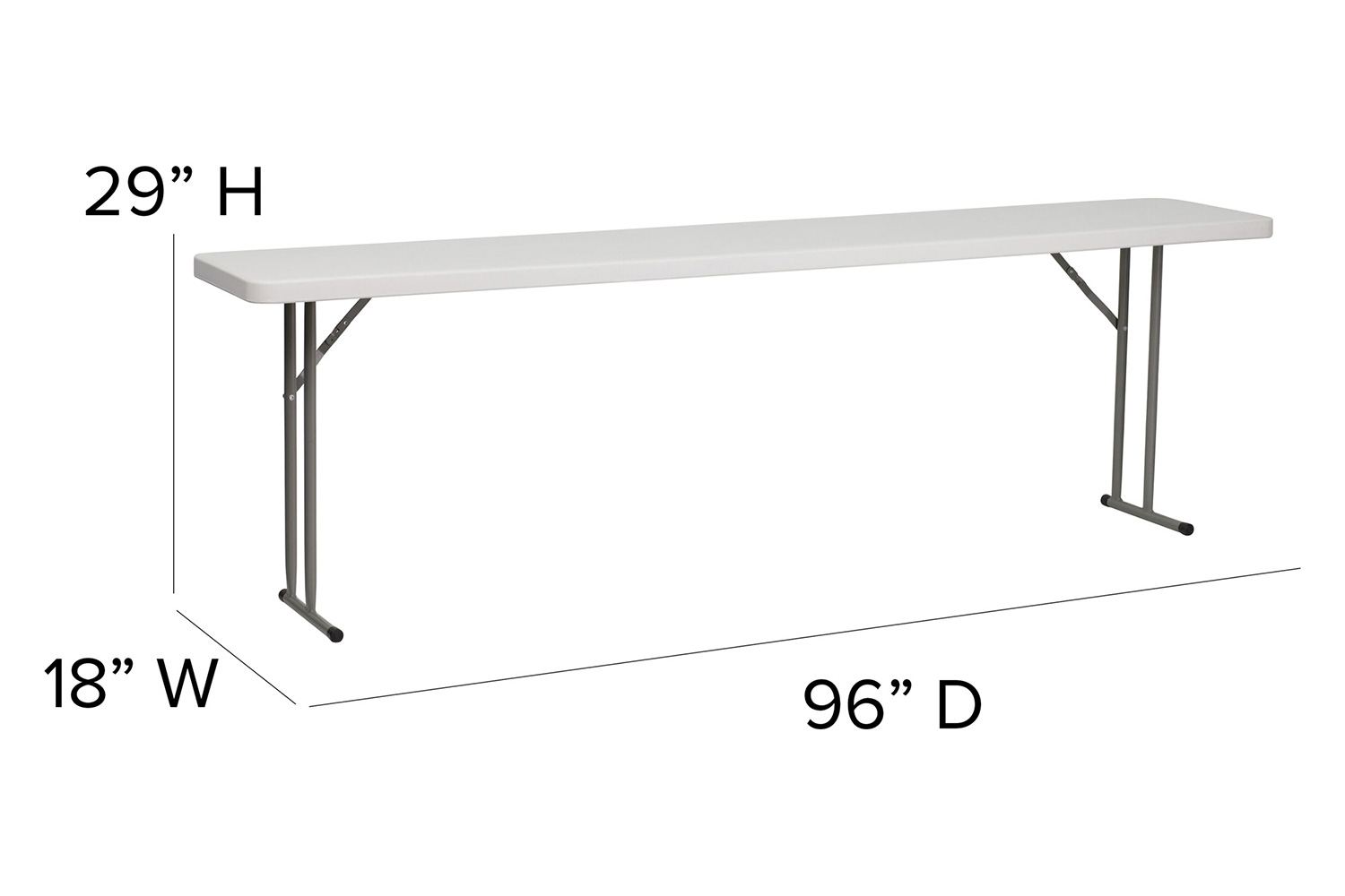 BLNK Granite White Plastic Folding Training Table - 8'L