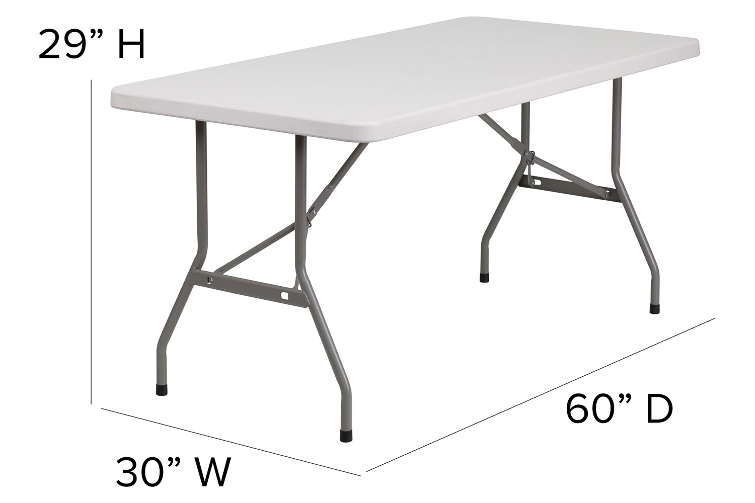 BLNK Granite White Plastic Folding Table - 5'L