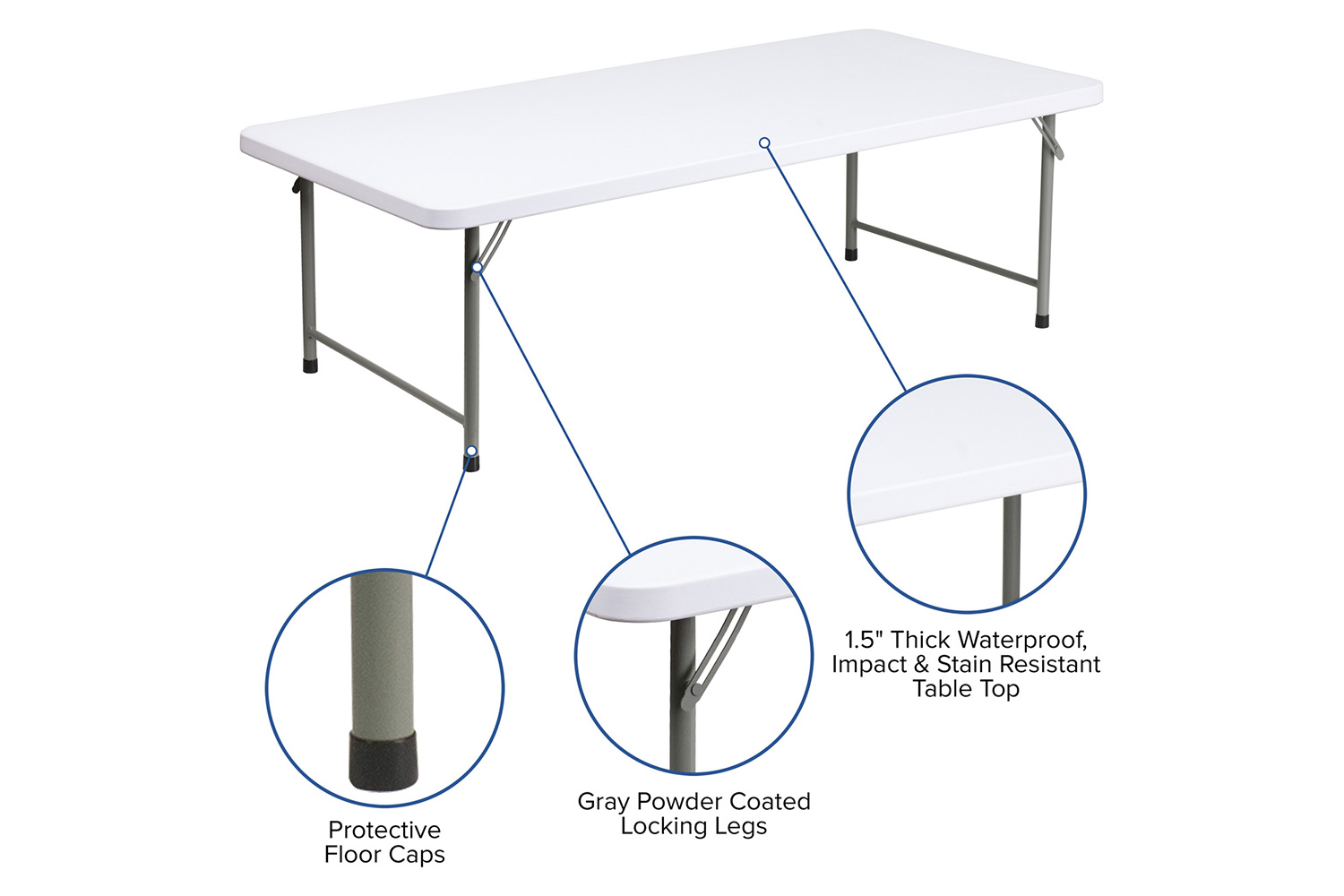 BLNK - Paige Granite White Folding Table