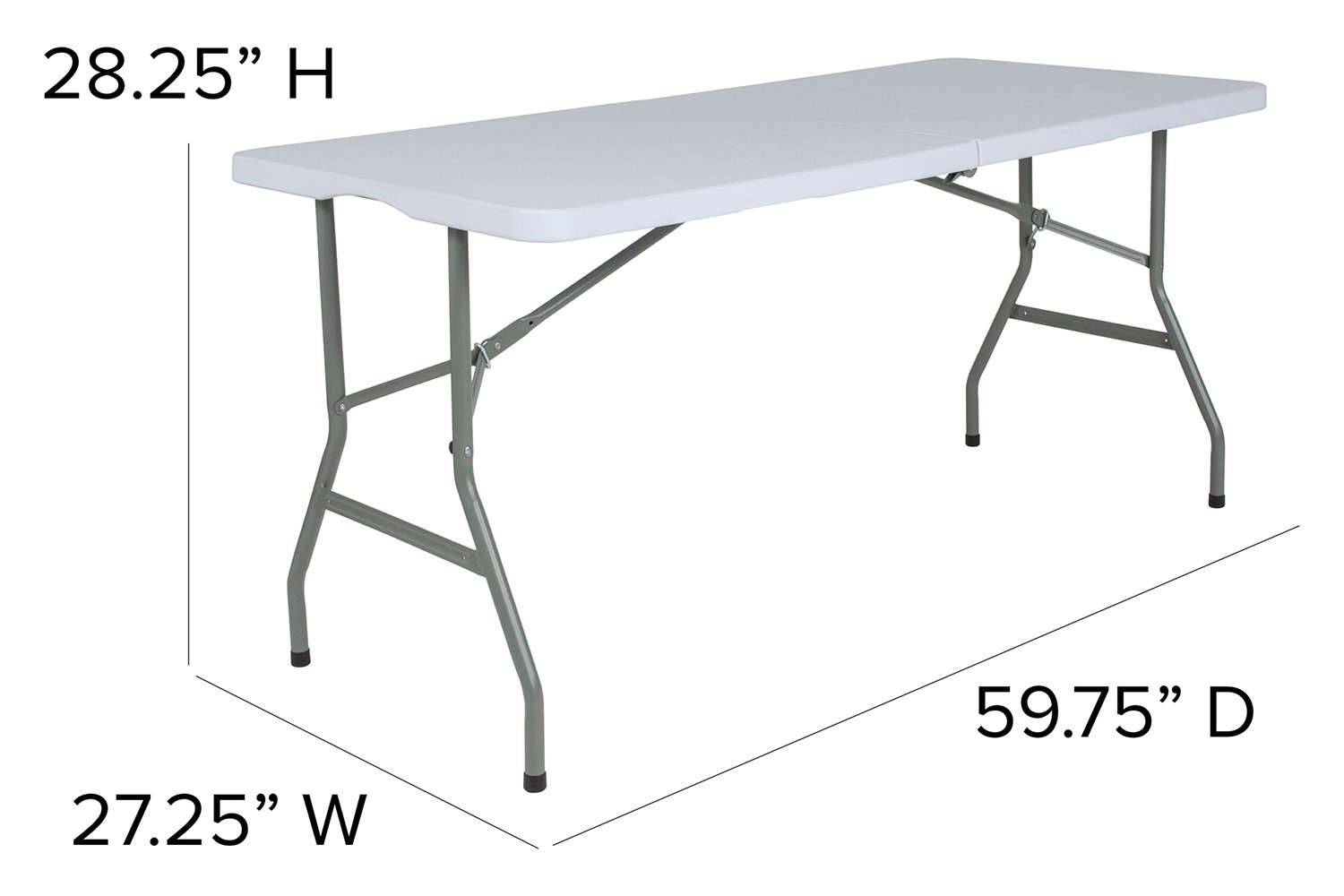 BLNK Granite White Plastic Bi-Fold Folding Table - 4.97'L