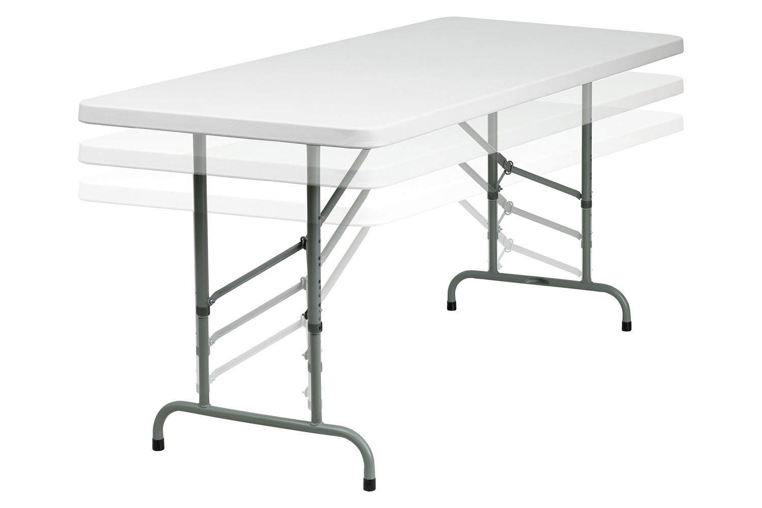 BLNK Granite White Plastic Height Adjustable Folding Table - 6'L