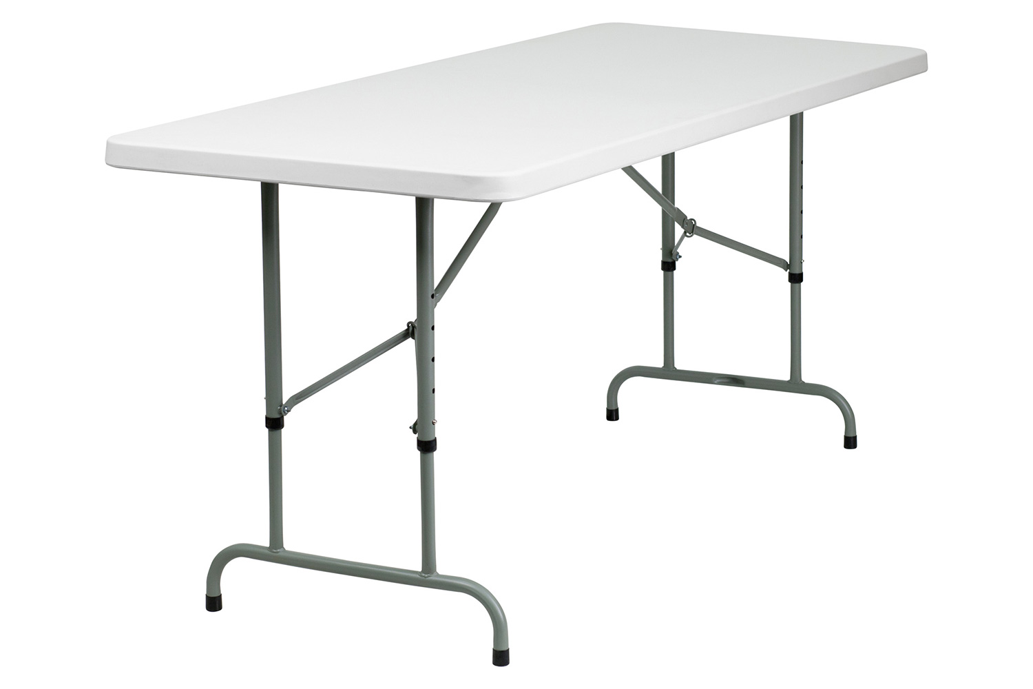 BLNK Granite White Plastic Height Adjustable Folding Table - 6'L