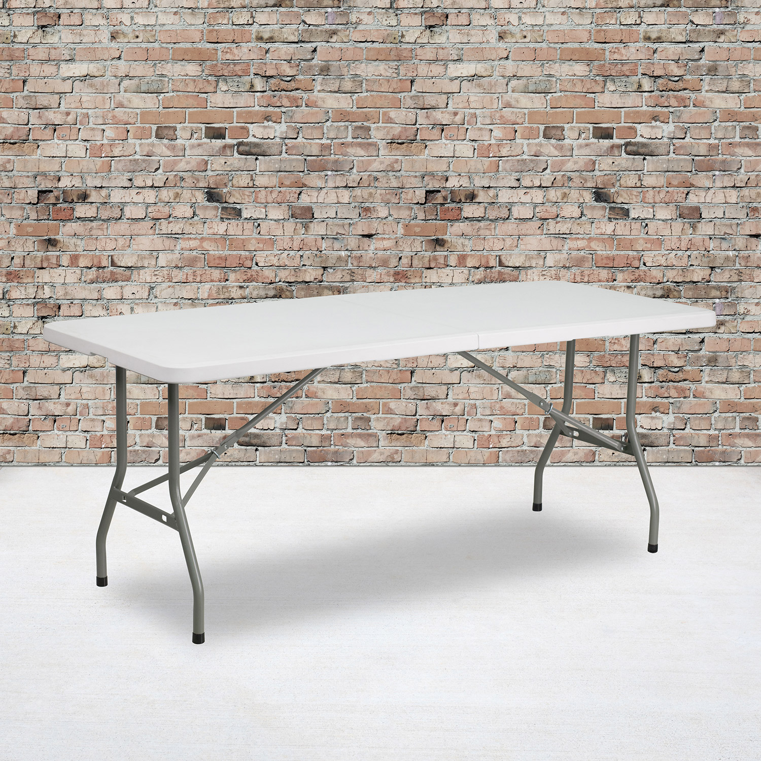 BLNK Granite White Plastic Bi-Fold Folding Table