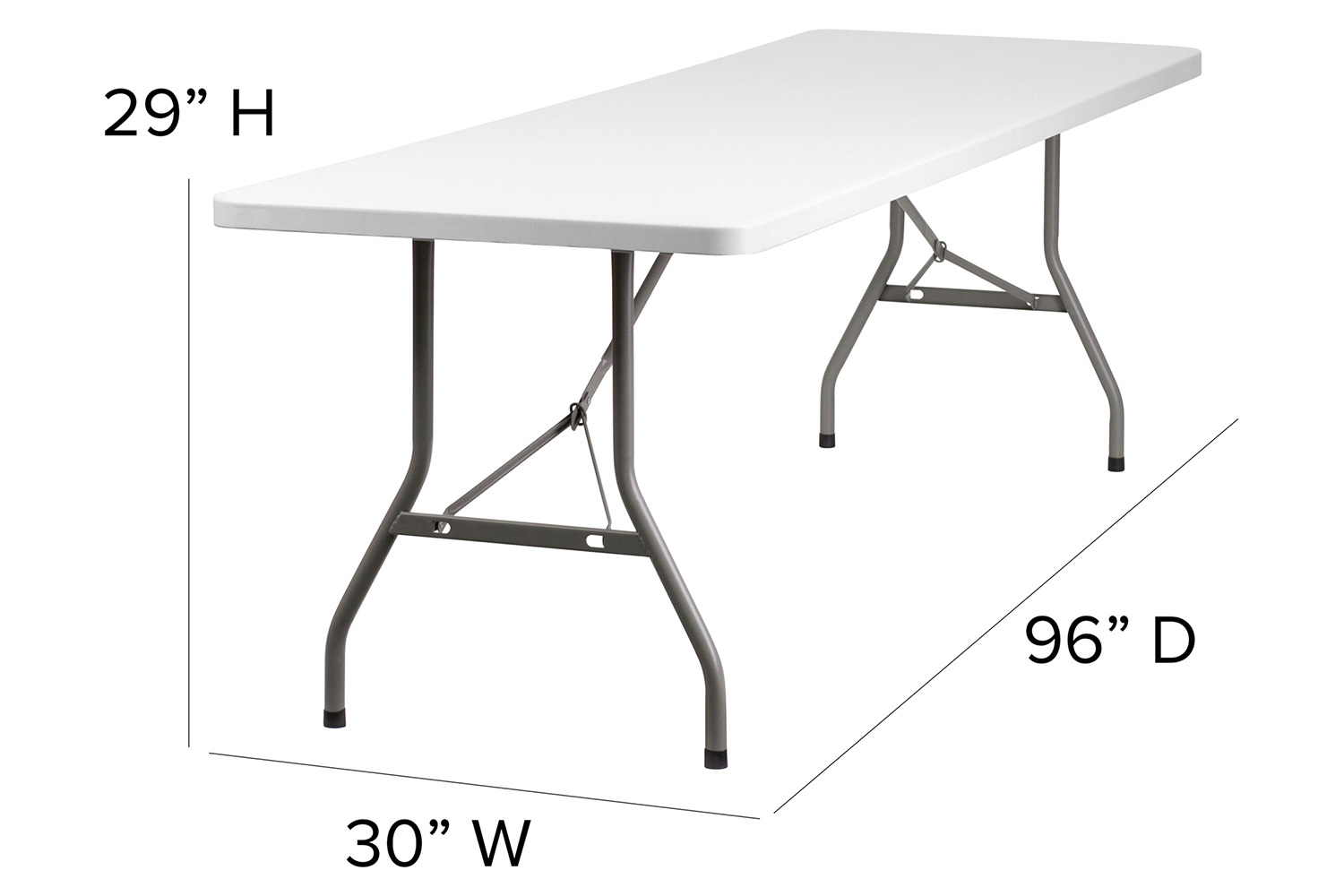 BLNK Granite White Plastic Folding Table - 8'L