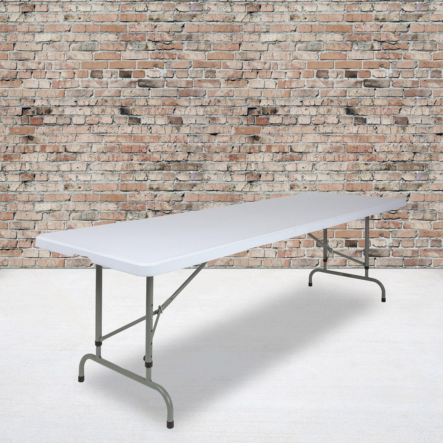 BLNK Granite White Plastic Height Adjustable Folding Table