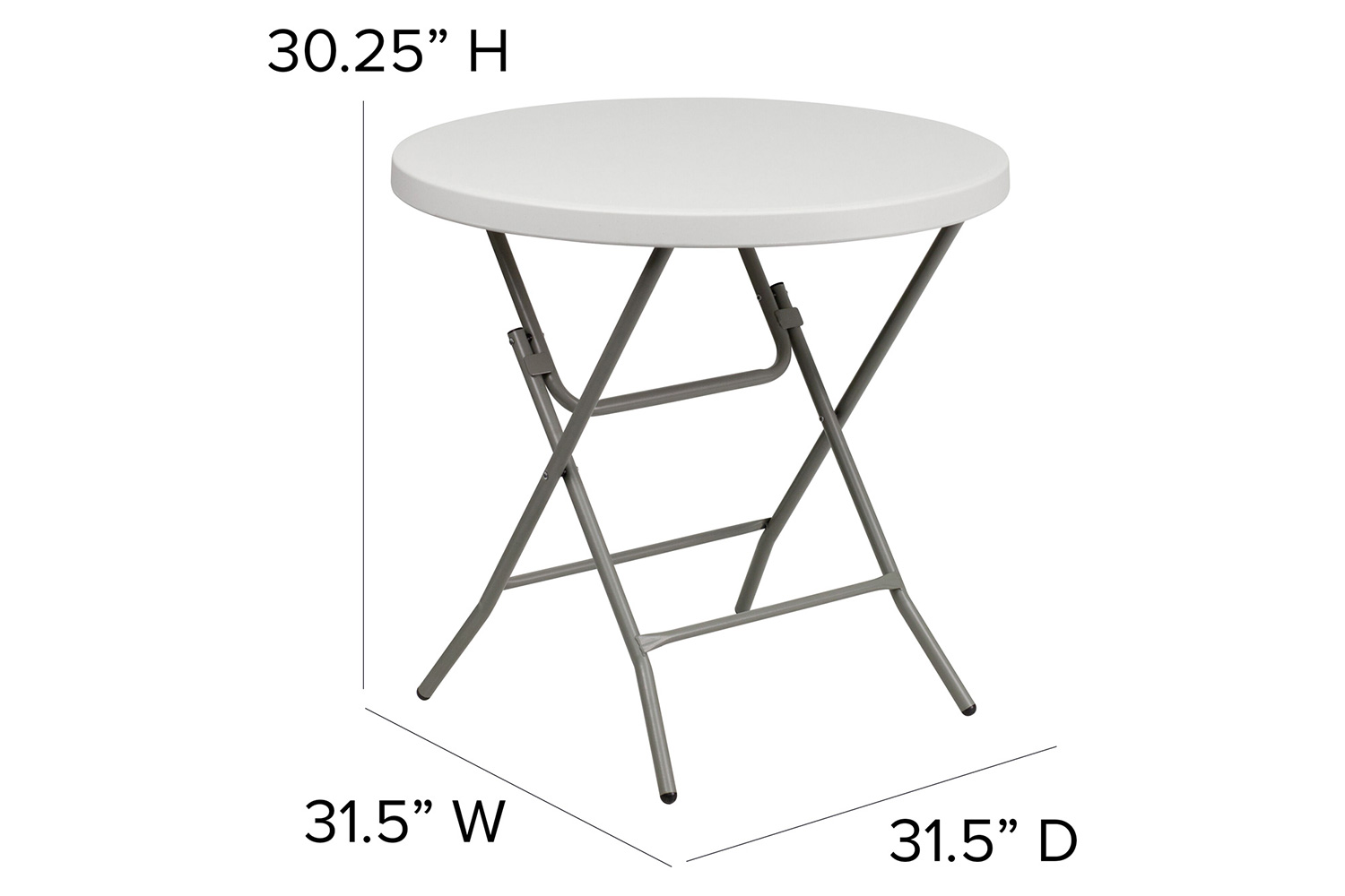 BLNK Round Granite White Plastic Folding Table - 2.63'D