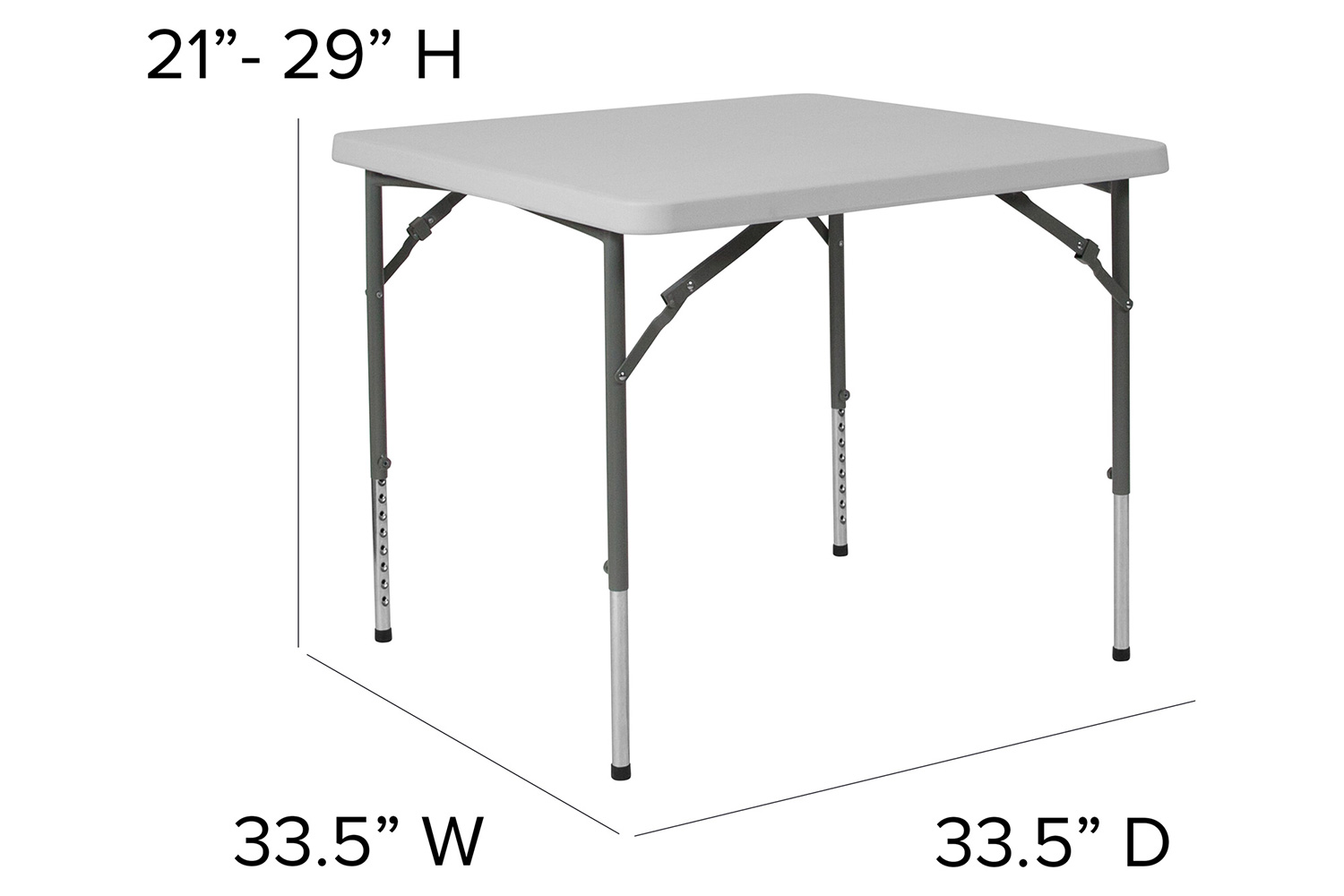 BLNK - Square Granite White Plastic Height Adjustable Folding Table