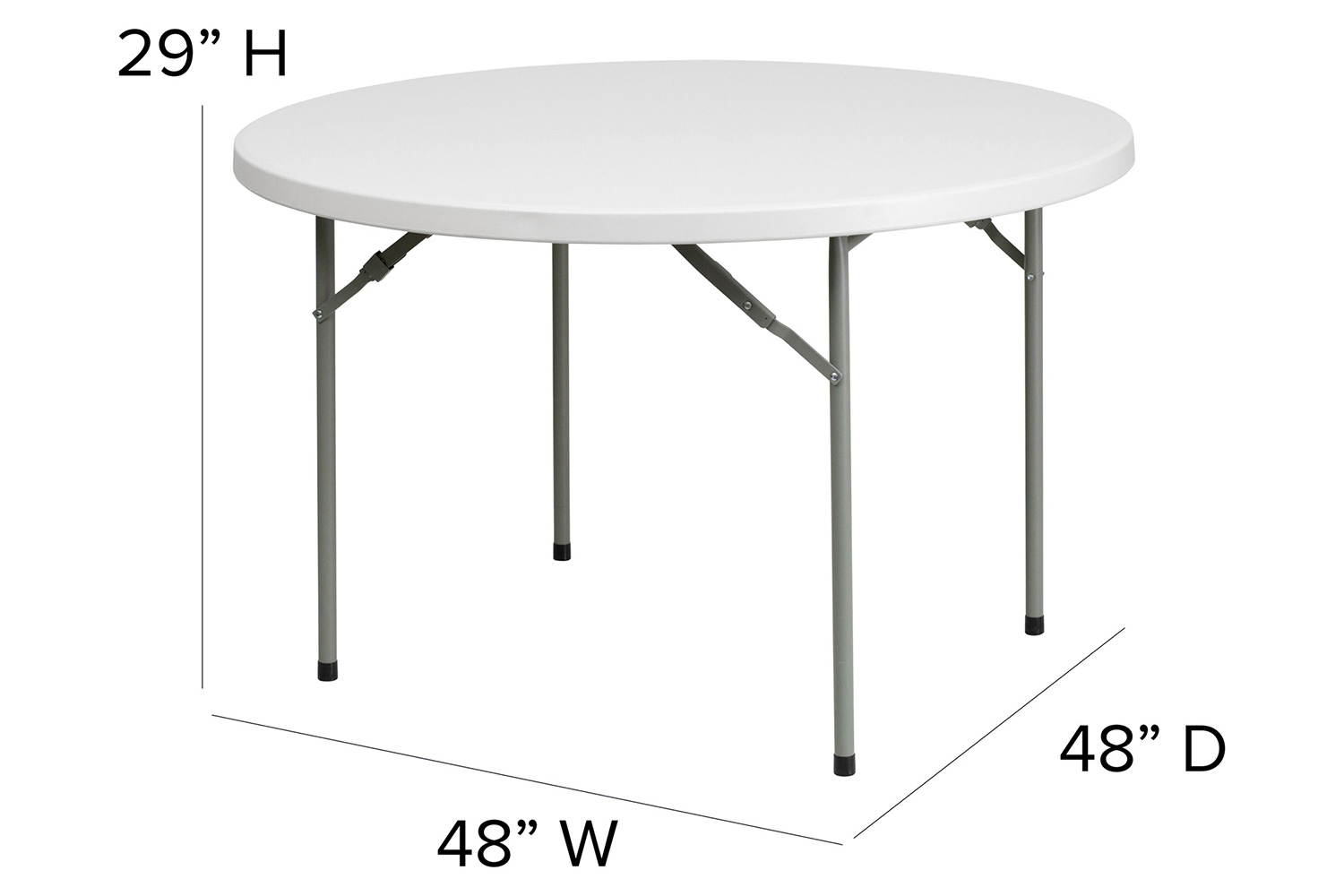 BLNK Round Granite White Plastic Folding Table - 4'D