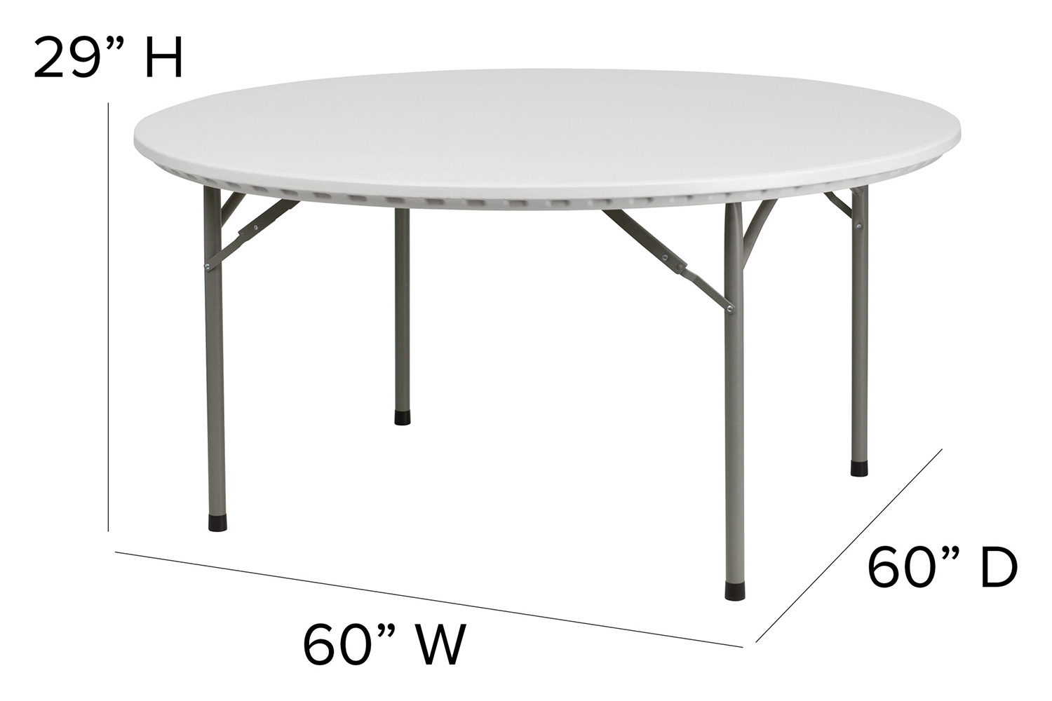 BLNK Round Granite White Plastic Folding Table - 5'D