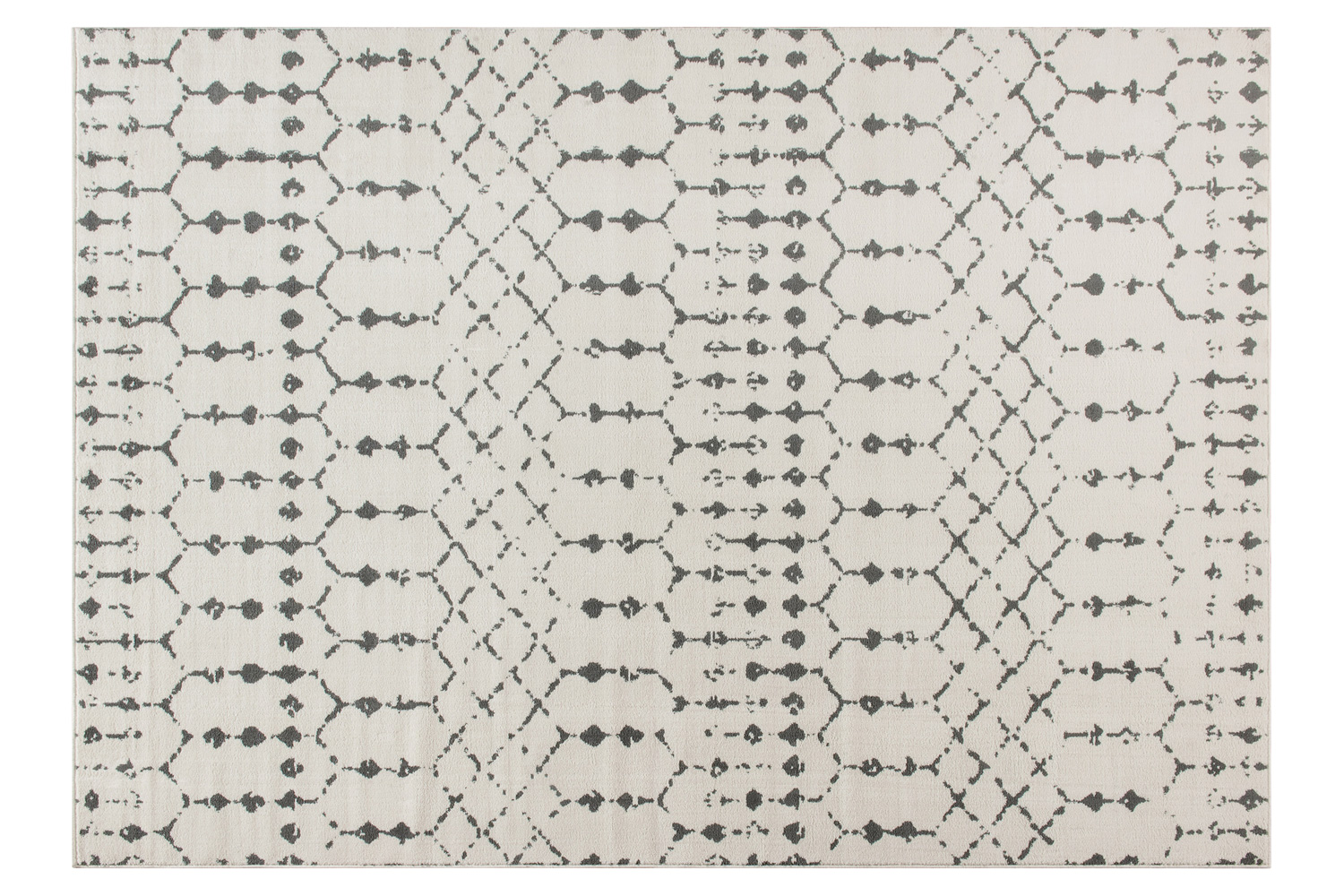 BLNK Beth Geometric Polyester Bohemian Low Pile Rug - Ivory/Gray, 5'W x 7'L