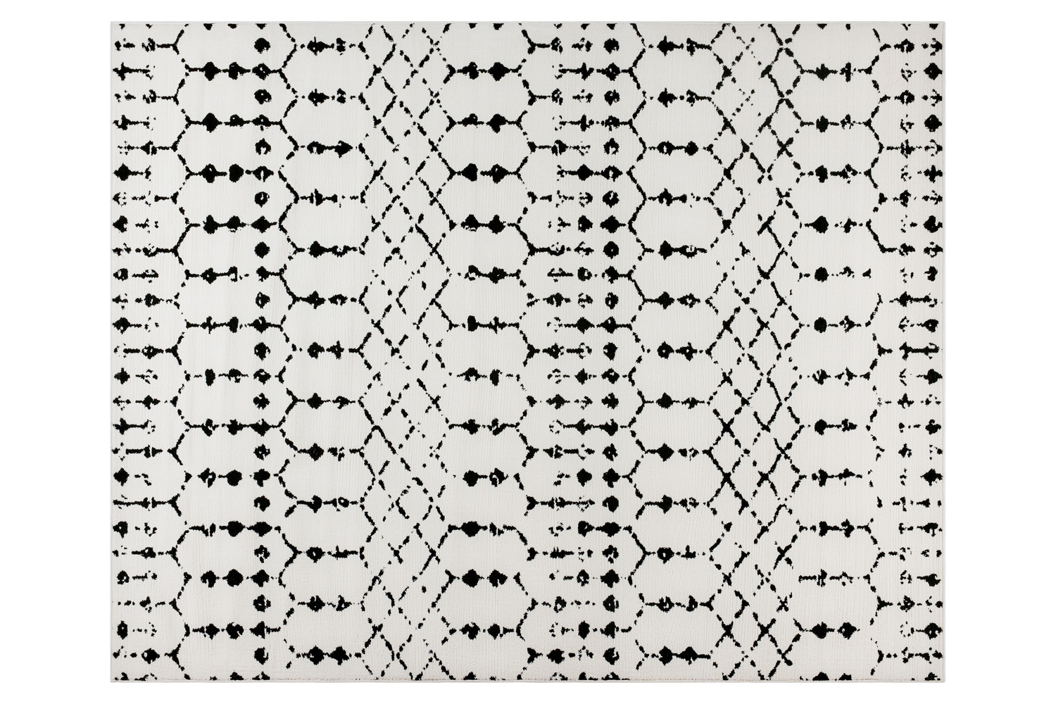 BLNK Beth Geometric Bohemian Low Pile Rug - Ivory/Black, 8'W x 10'L