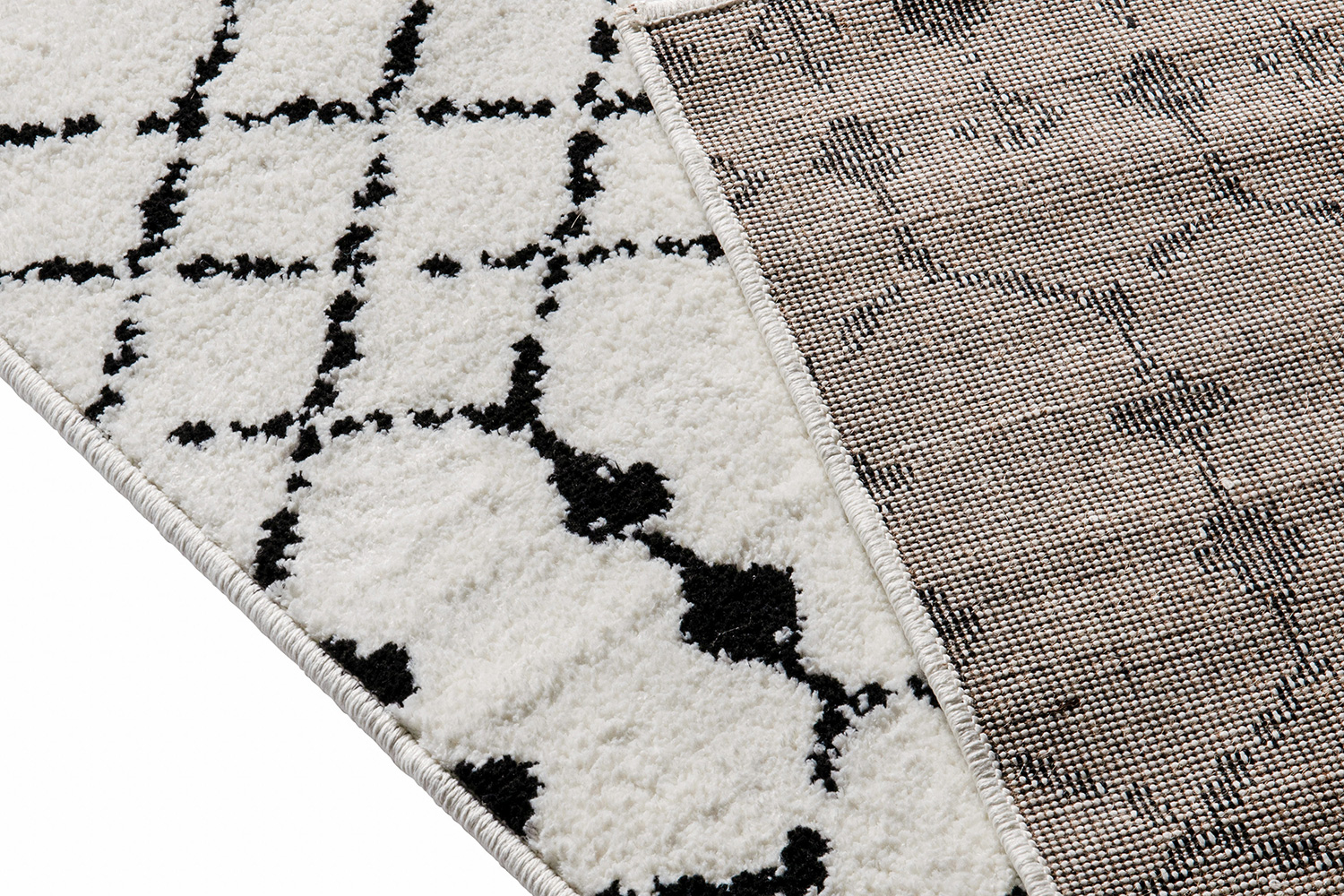 BLNK Beth Geometric Bohemian Low Pile Rug - Ivory/Black, 8'W x 10'L