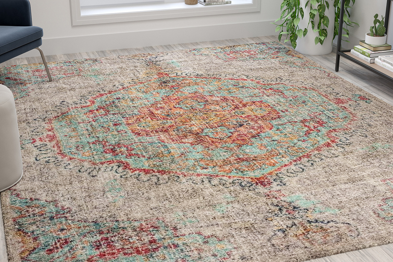 BLNK - Katherine Distressed Medallion Polyester Area Rug