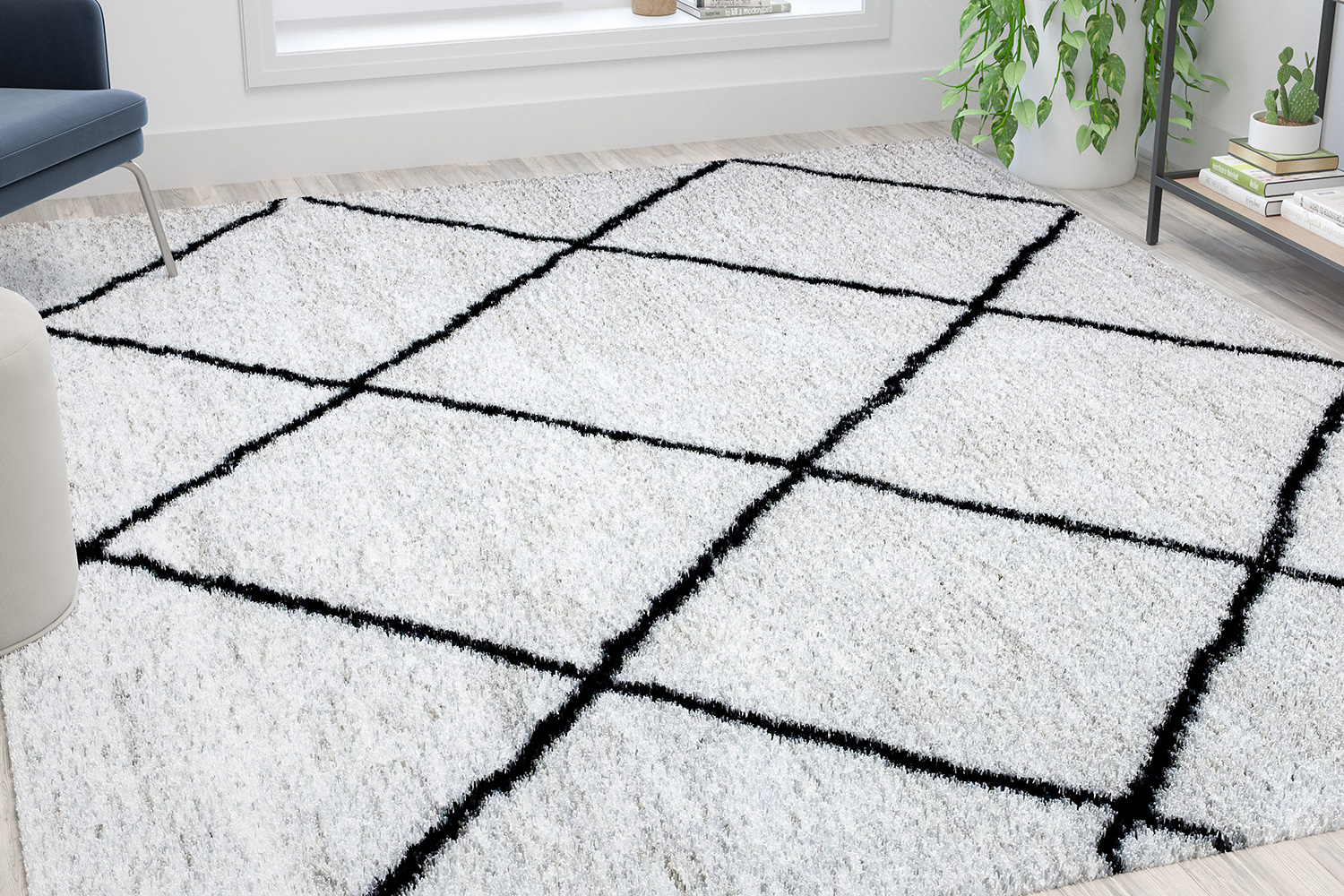 BLNK - Roxy Shag Style Diamond Trellis Area Rug