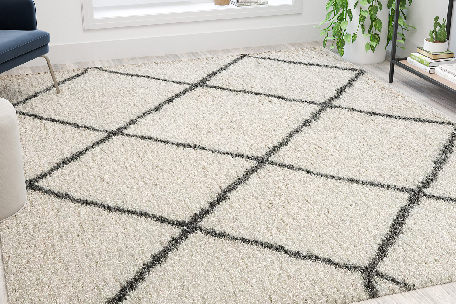 BLNK - Roxy Shag Style Polyester Diamond Trellis Area Rug