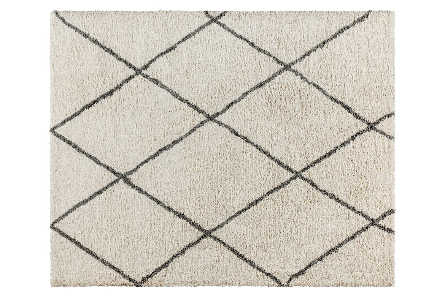 BLNK Roxy Shag Style Polyester Diamond Trellis Area Rug - Ivory/Gray, 8'W x 10'L