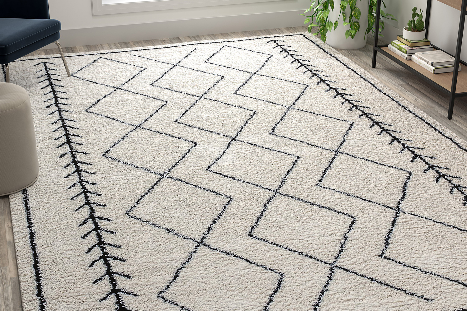 BLNK - Roxy Geometric Style Diamond Trellis Area Rug