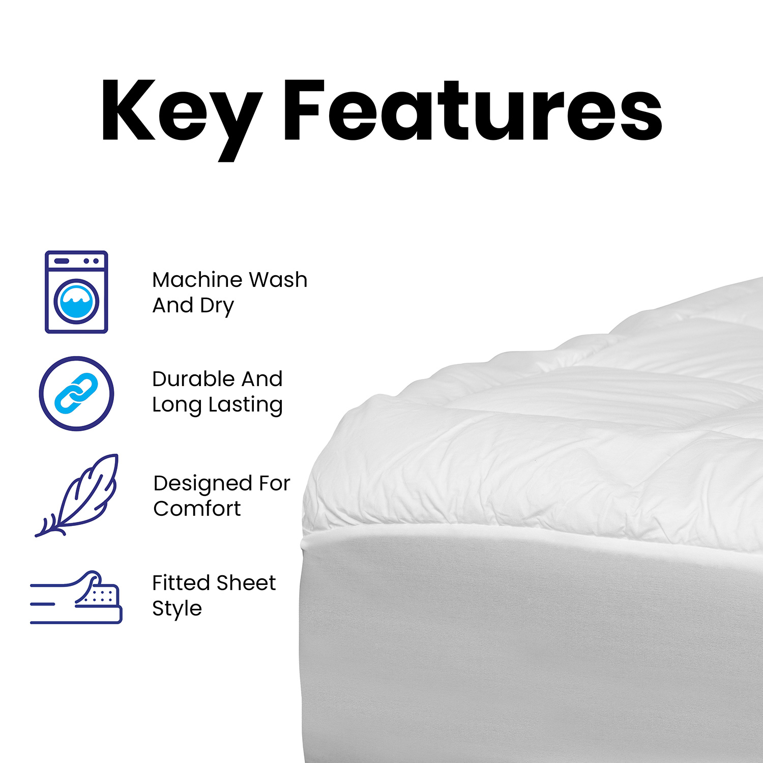 BLNK Capri Comfortable Sleep White Mattress Pad - King Size