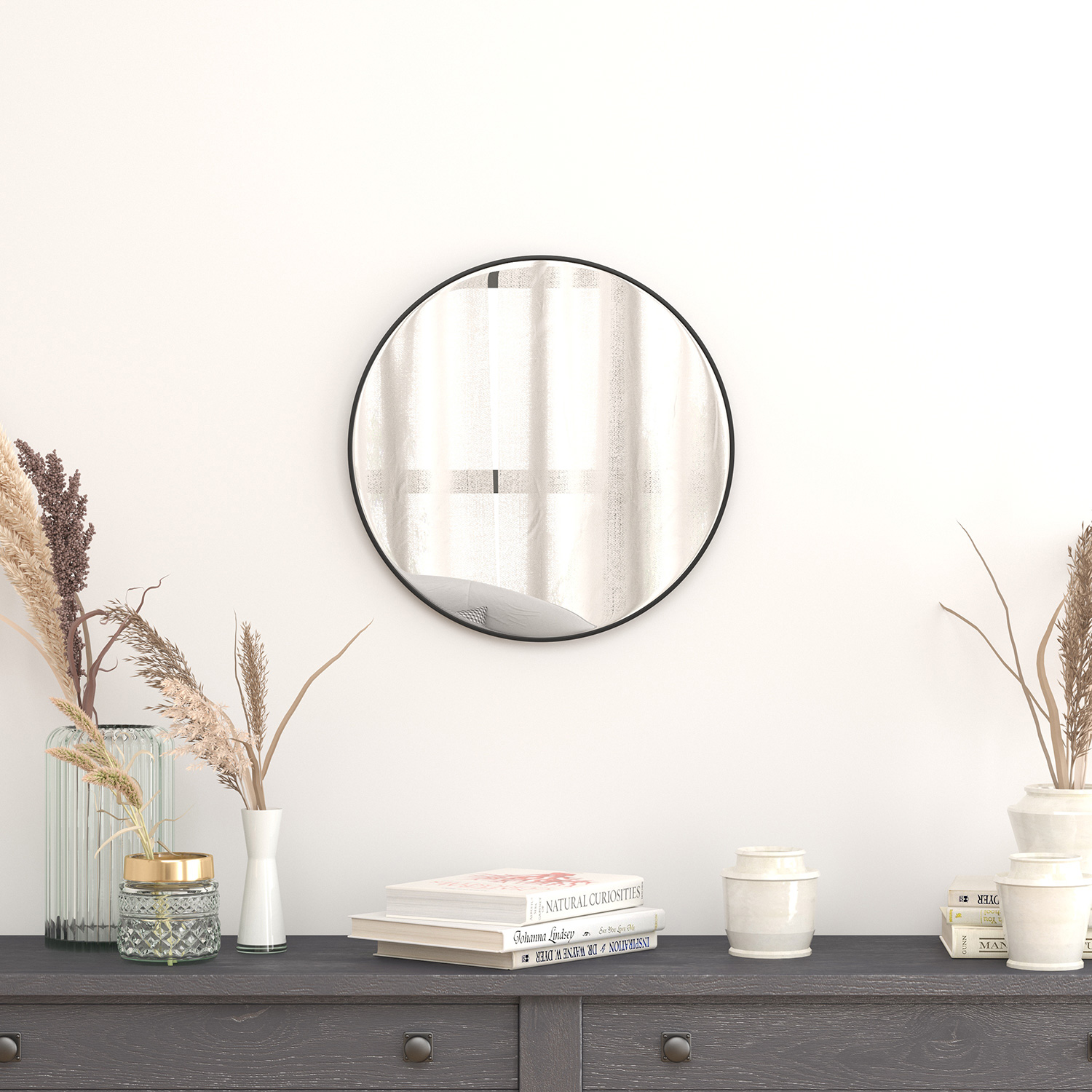 BLNK Julianne Style 1 Round Metal Framed Wall Mirror